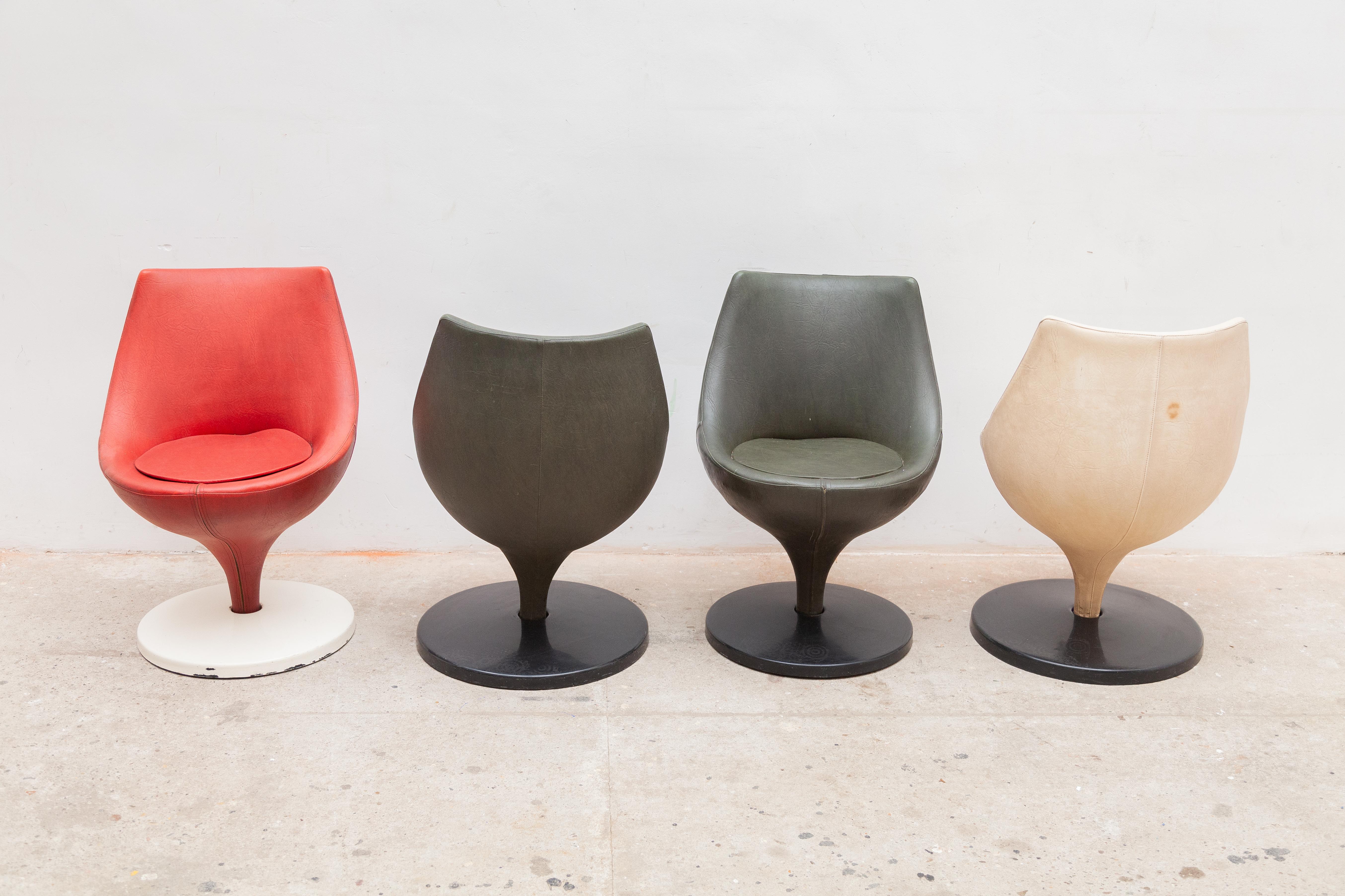 Hand-Crafted Set of Four 'Polaris' Swivel Chairs by Pierre Guariche for Meurop, 1960s