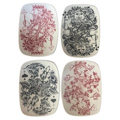 Ensemble de quatre cendriers / assiettes Bridge en porcelaine de Bjorn Wiinblad pour Nymolle