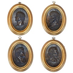 Antique Set of Four Portrait Relief Plaques of Roman Emperors