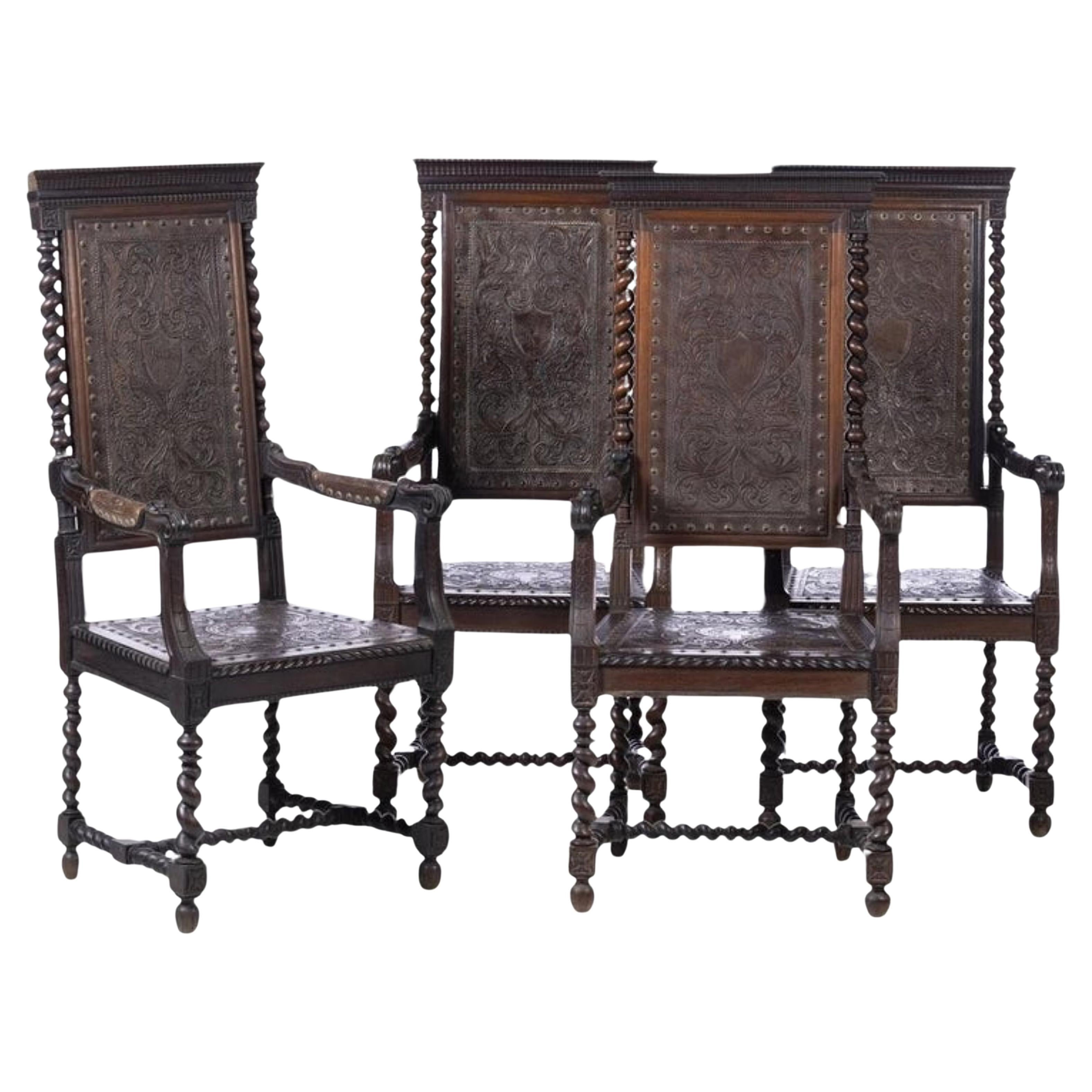 Set of Four Portuguese Armchairs from the 18th Century