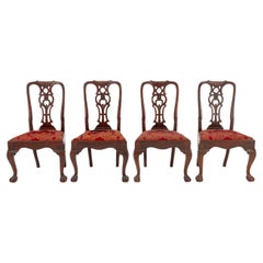Set of Four Portuguese Carved Mahogany Dining Chairs, 18th Century