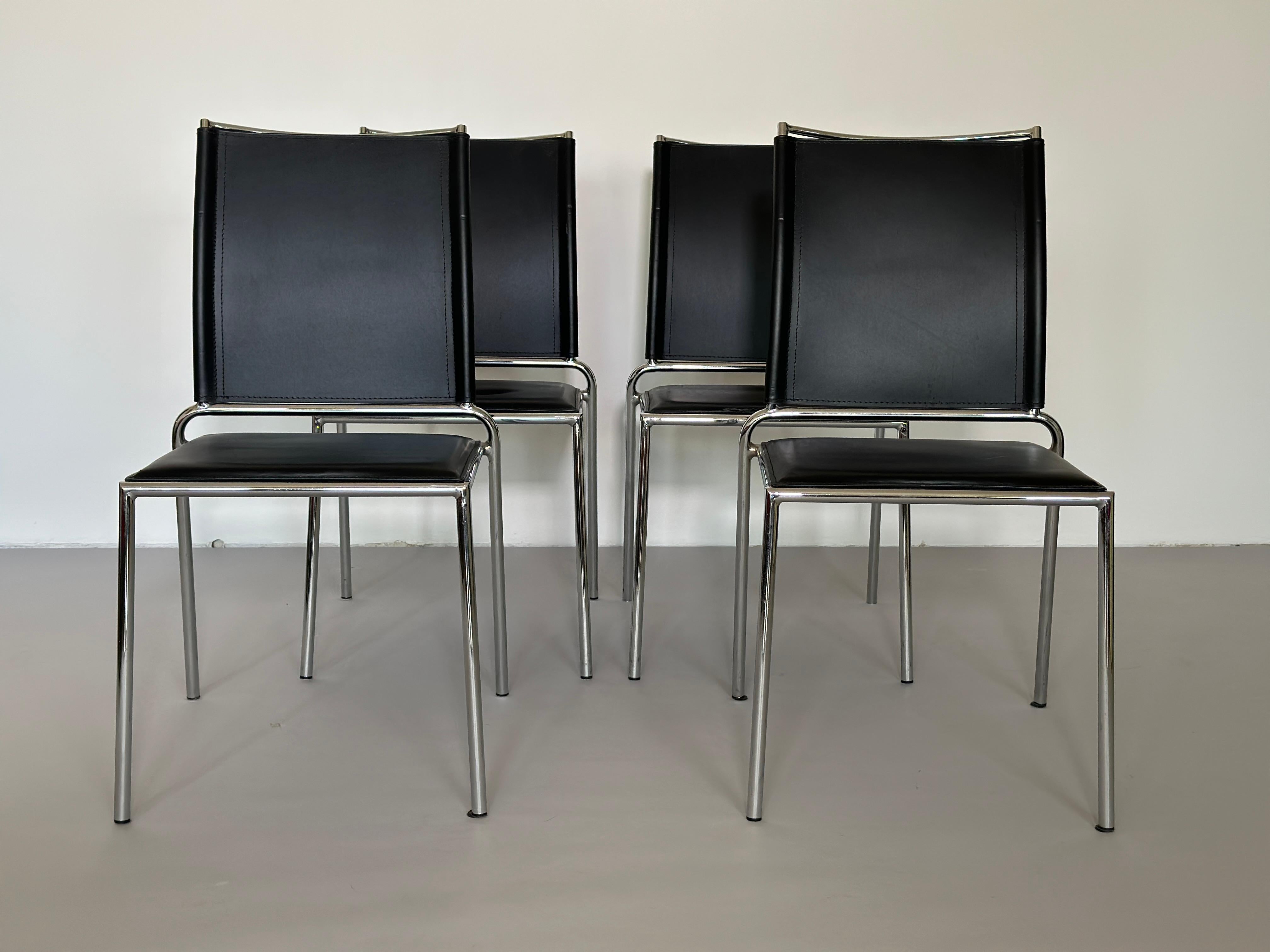 Set of four post modern italian dining chair.