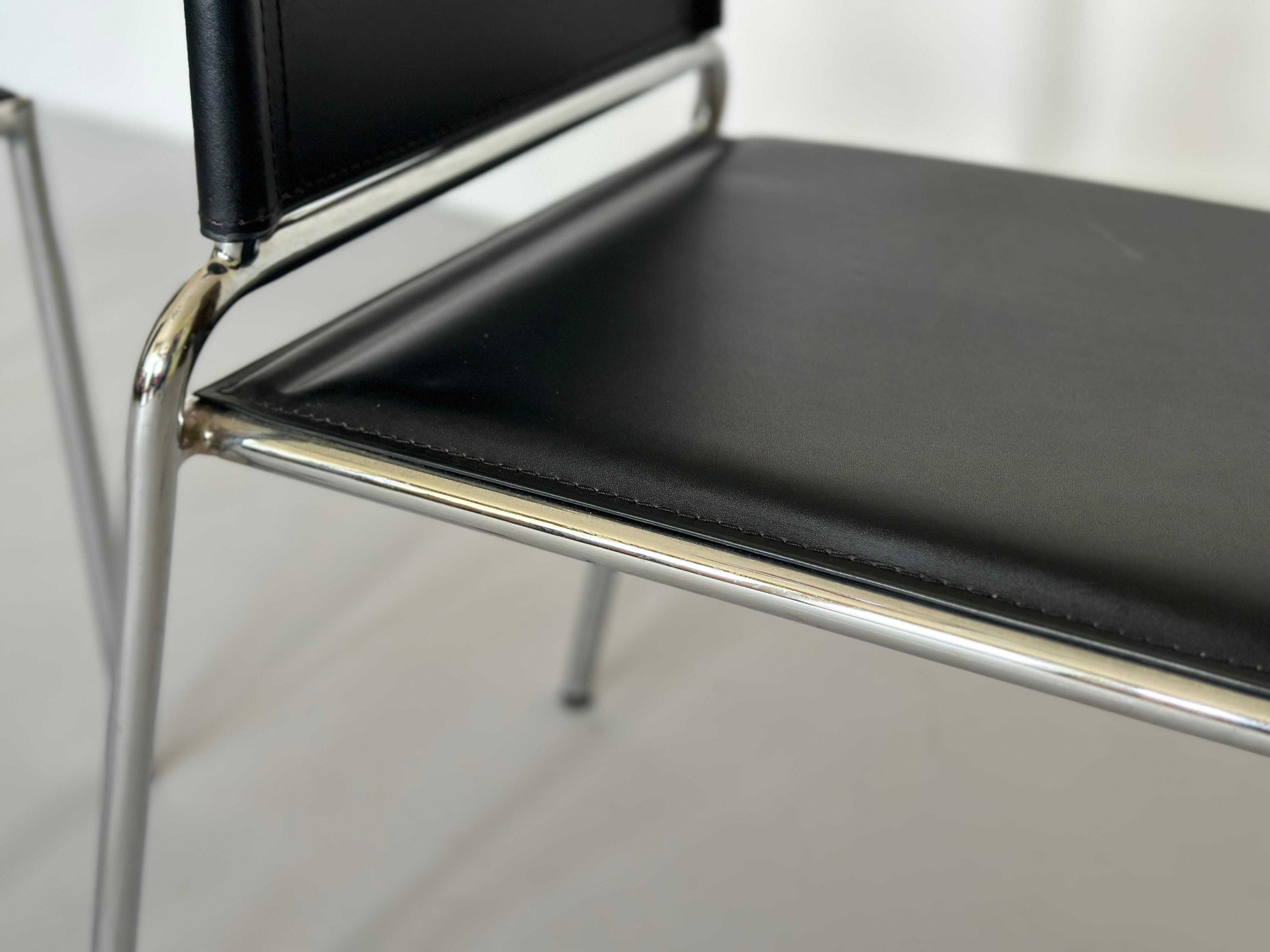 Chrome Set of Four Post Modern Dining Chair, 1980s For Sale