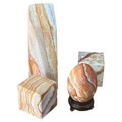 Retro Set of Four Post-Modern Marble Blocks / Paperweights
