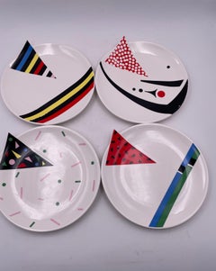 Set of Four Post Modern / Memphis Era Plates by Kato Kogei for Fujimori