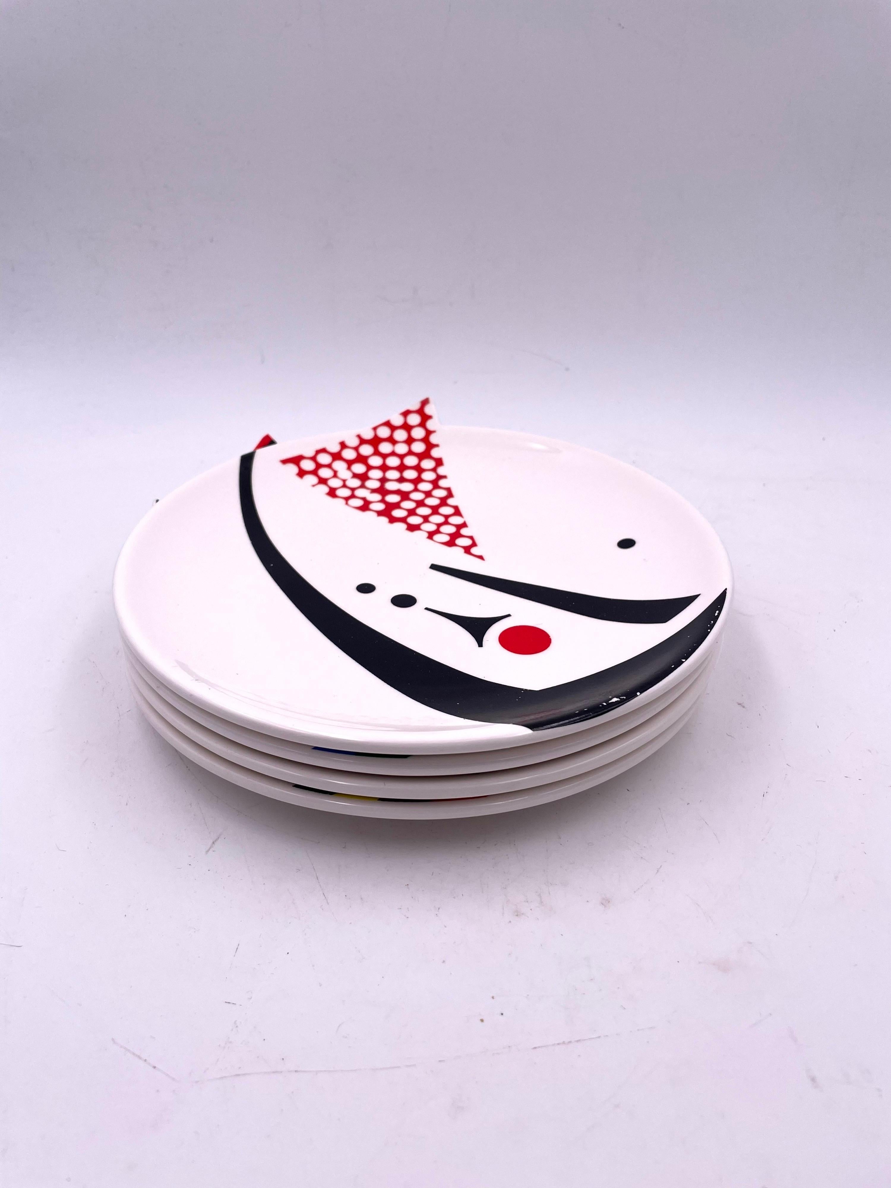 Post-Modern Set of Four Post Modern / Memphis Era Plates by Kato Kogei for Fujimori