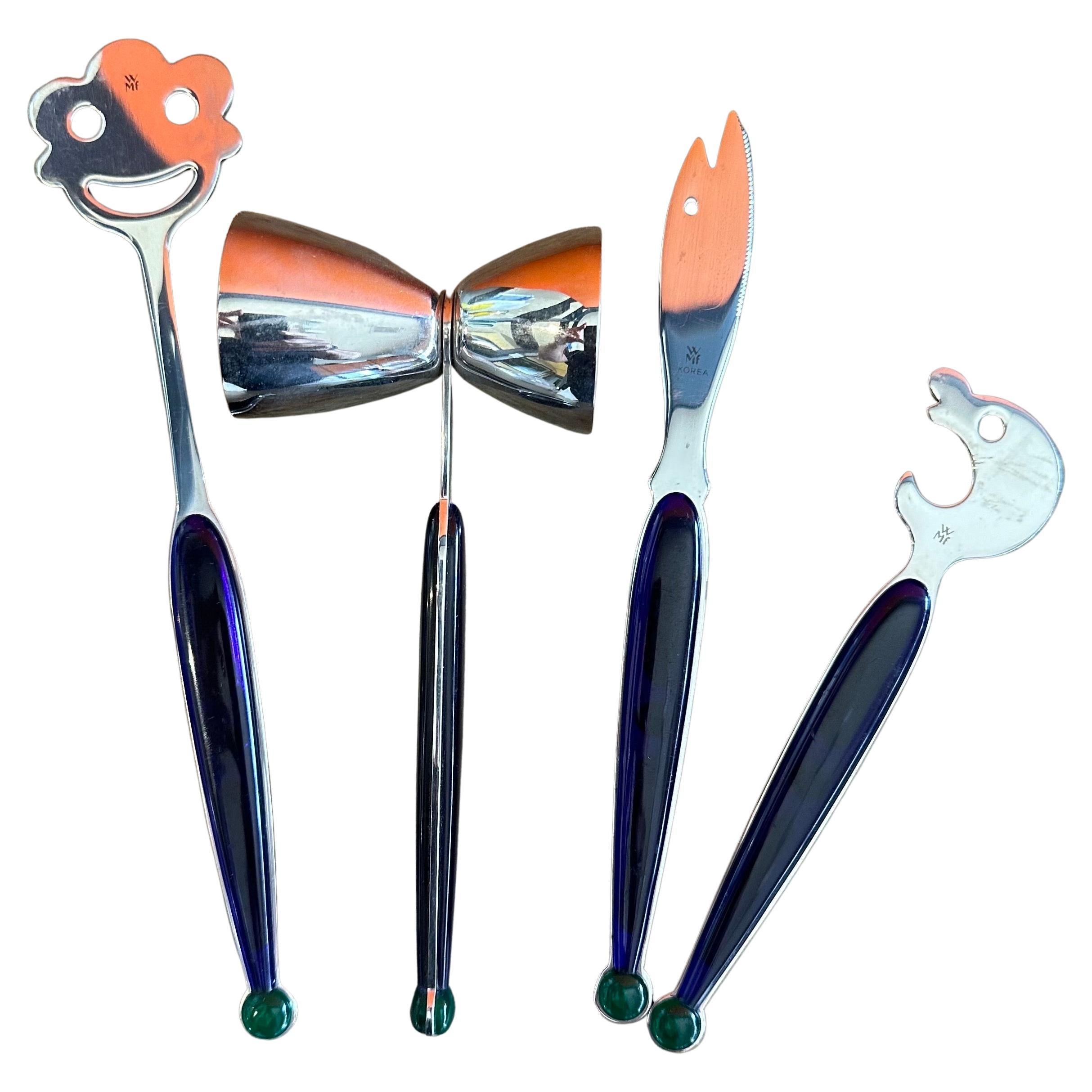 Set of Four Post-Modern Stainless Steel Barware Tools For Sale 5