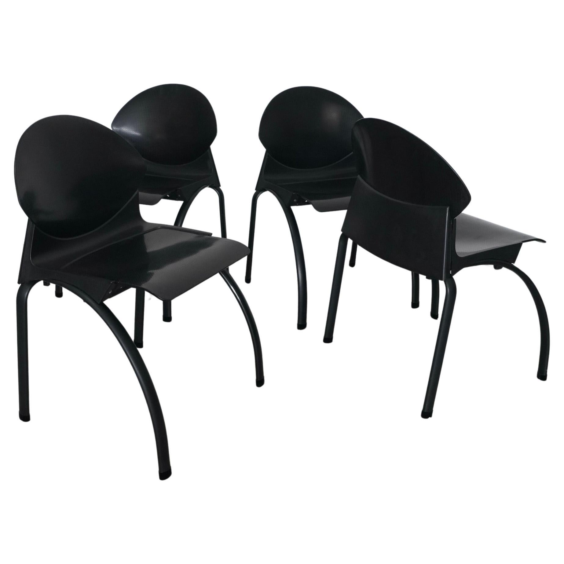 Ensemble de quatre chaises postmodernes Strafor Gerd Lange