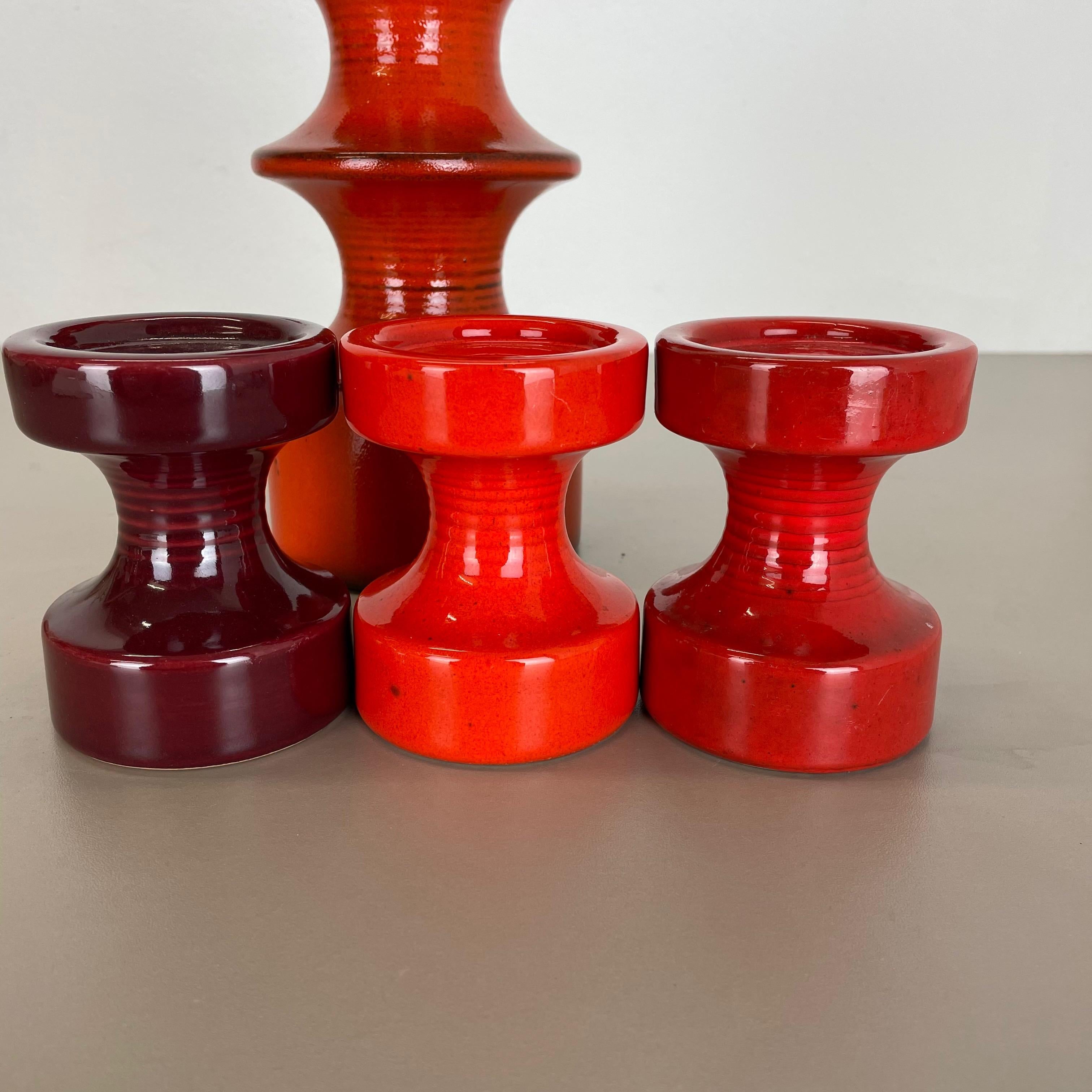 Set of Four Pottery Candleholder by Cari Zalloni for Steuler, Germany, 1970s For Sale 9