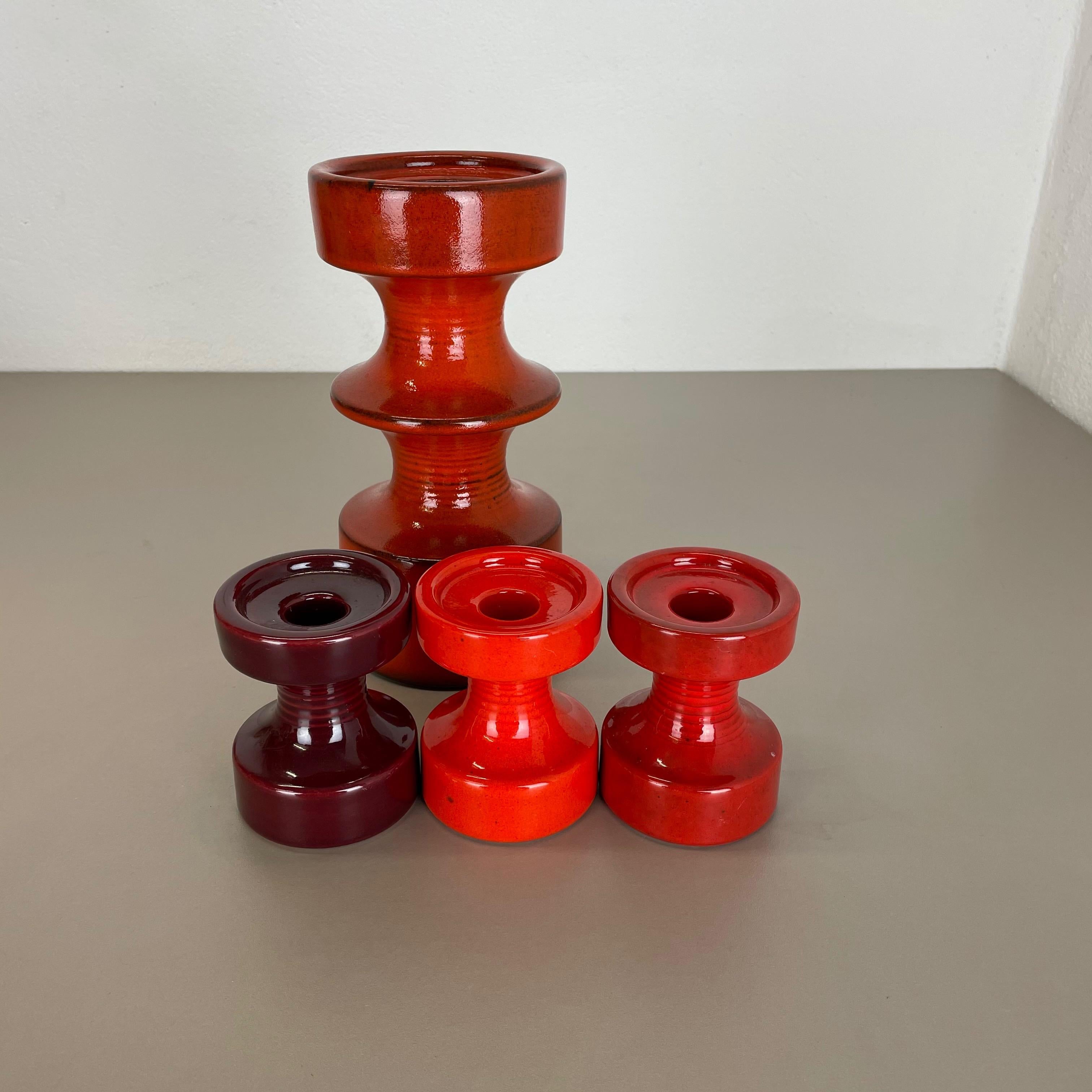 Set of Four Pottery Candleholder by Cari Zalloni for Steuler, Germany, 1970s For Sale 10