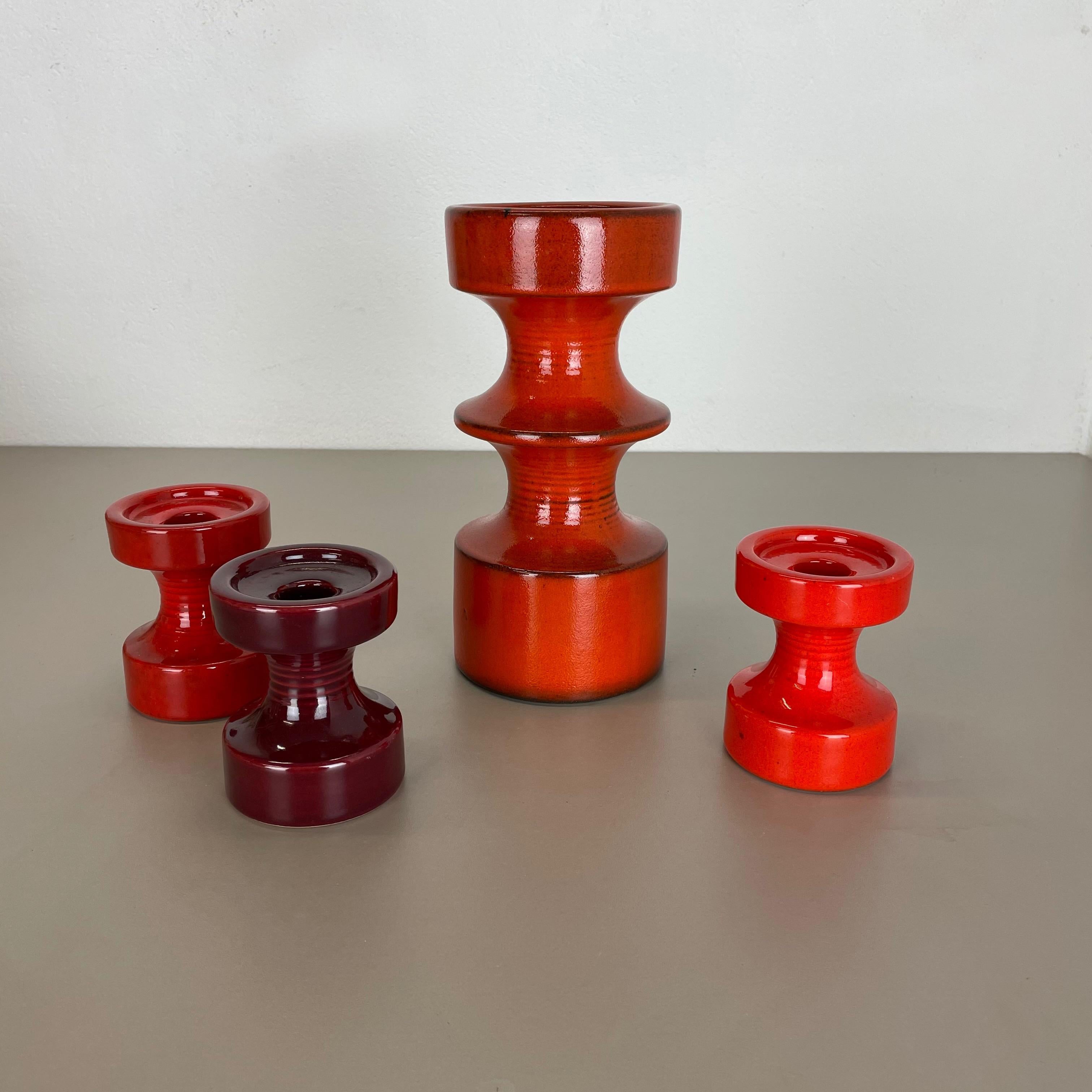 Set of Four Pottery Candleholder by Cari Zalloni for Steuler, Germany, 1970s In Good Condition For Sale In Kirchlengern, DE