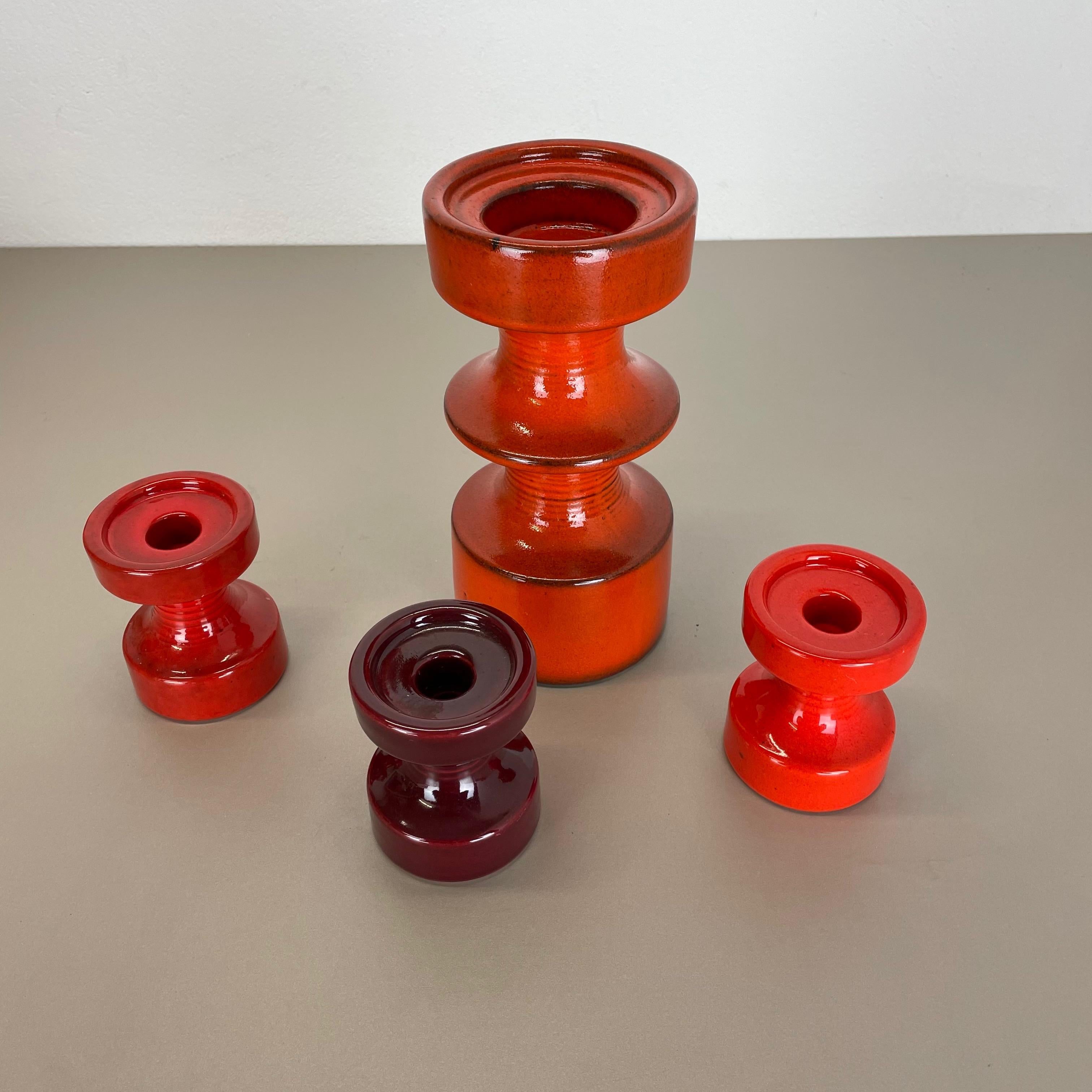 20th Century Set of Four Pottery Candleholder by Cari Zalloni for Steuler, Germany, 1970s For Sale
