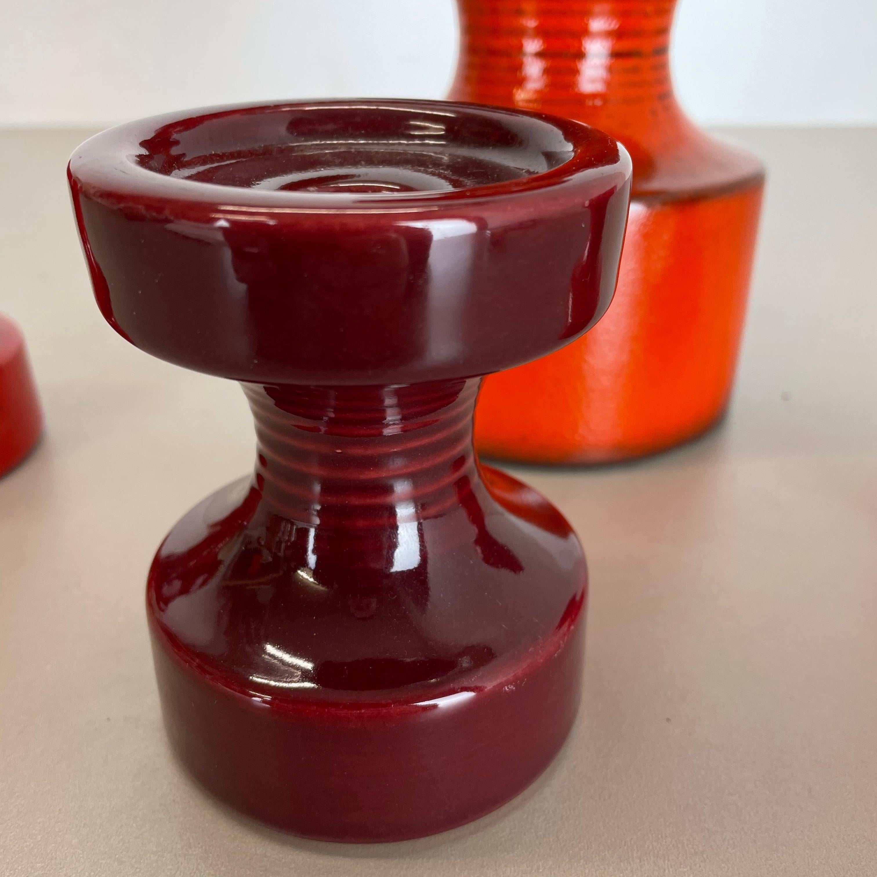 Set of Four Pottery Candleholder by Cari Zalloni for Steuler, Germany, 1970s For Sale 1