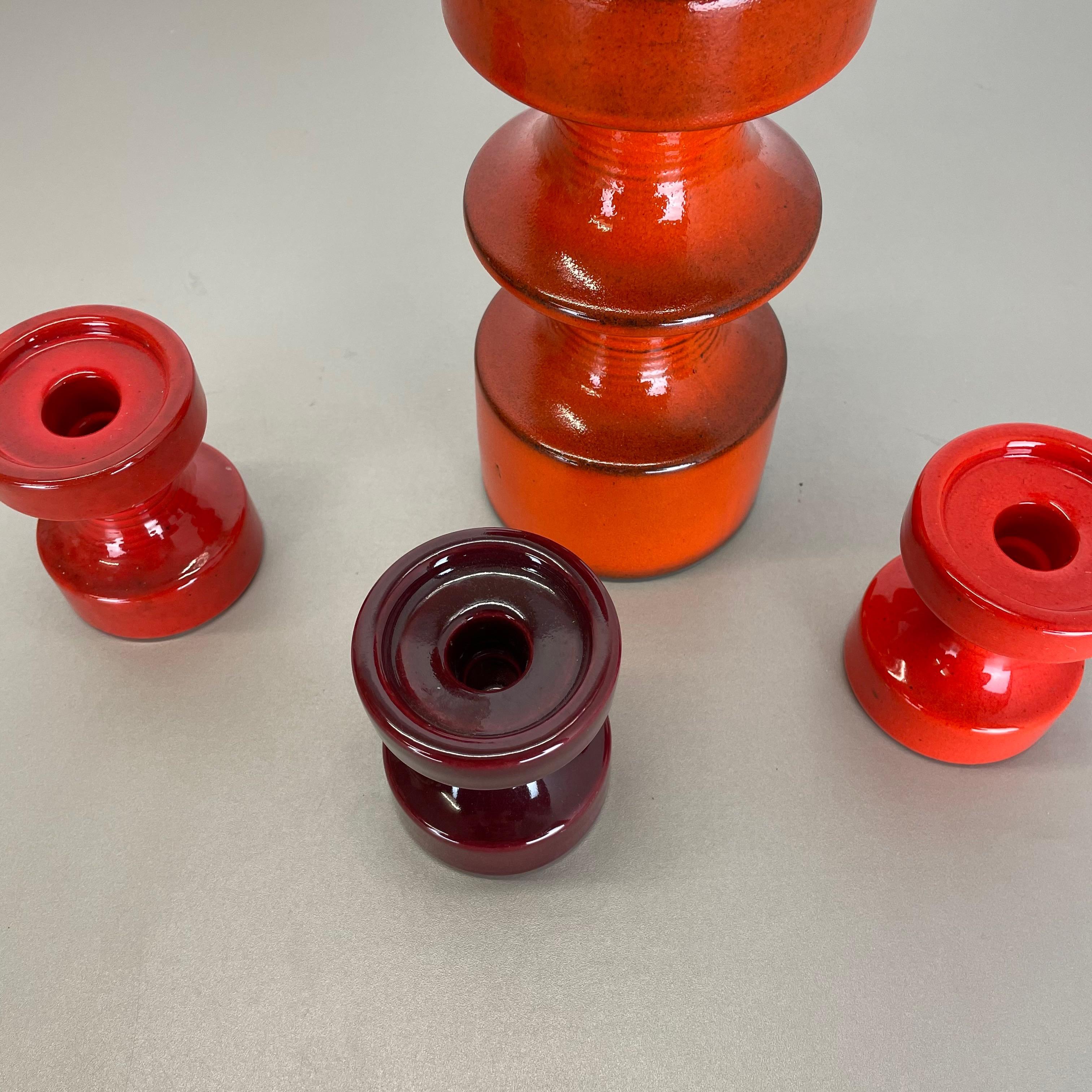 Set of Four Pottery Candleholder by Cari Zalloni for Steuler, Germany, 1970s For Sale 3