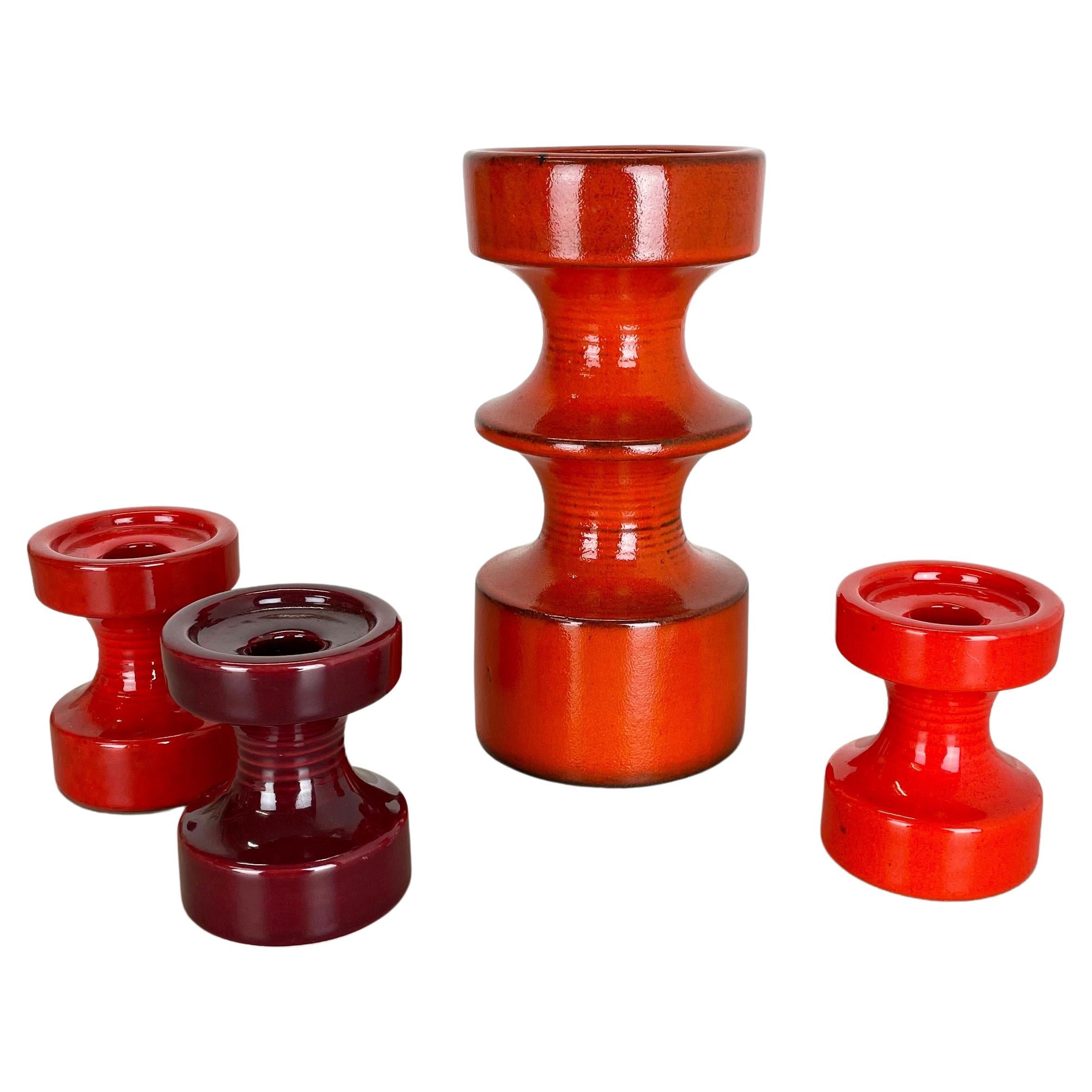 Set of Four Pottery Candleholder by Cari Zalloni for Steuler, Germany, 1970s