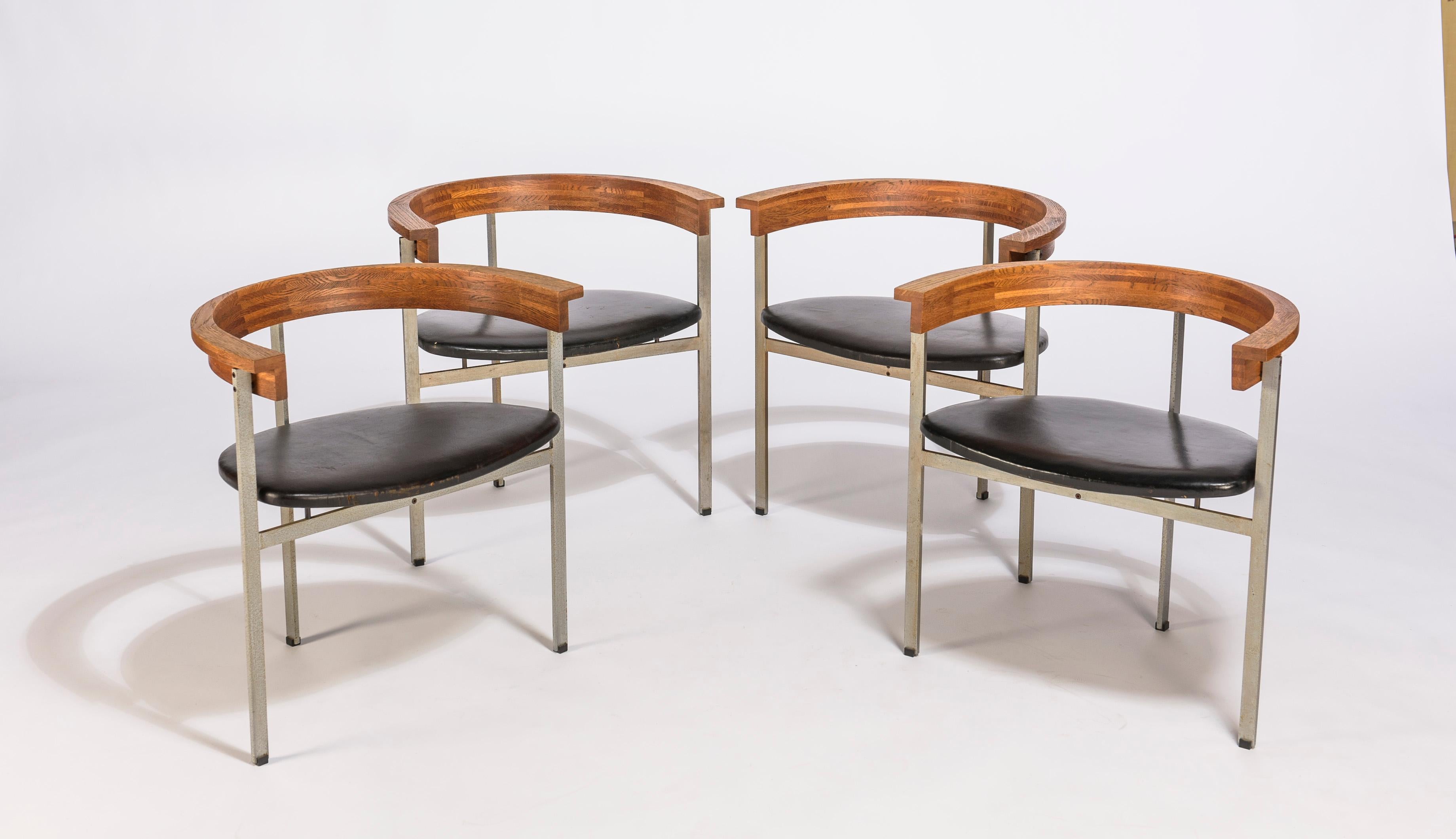 Set of Four Poul Kjærholm for E. Kold Christiansen PK11 Dining Chairs For Sale 1