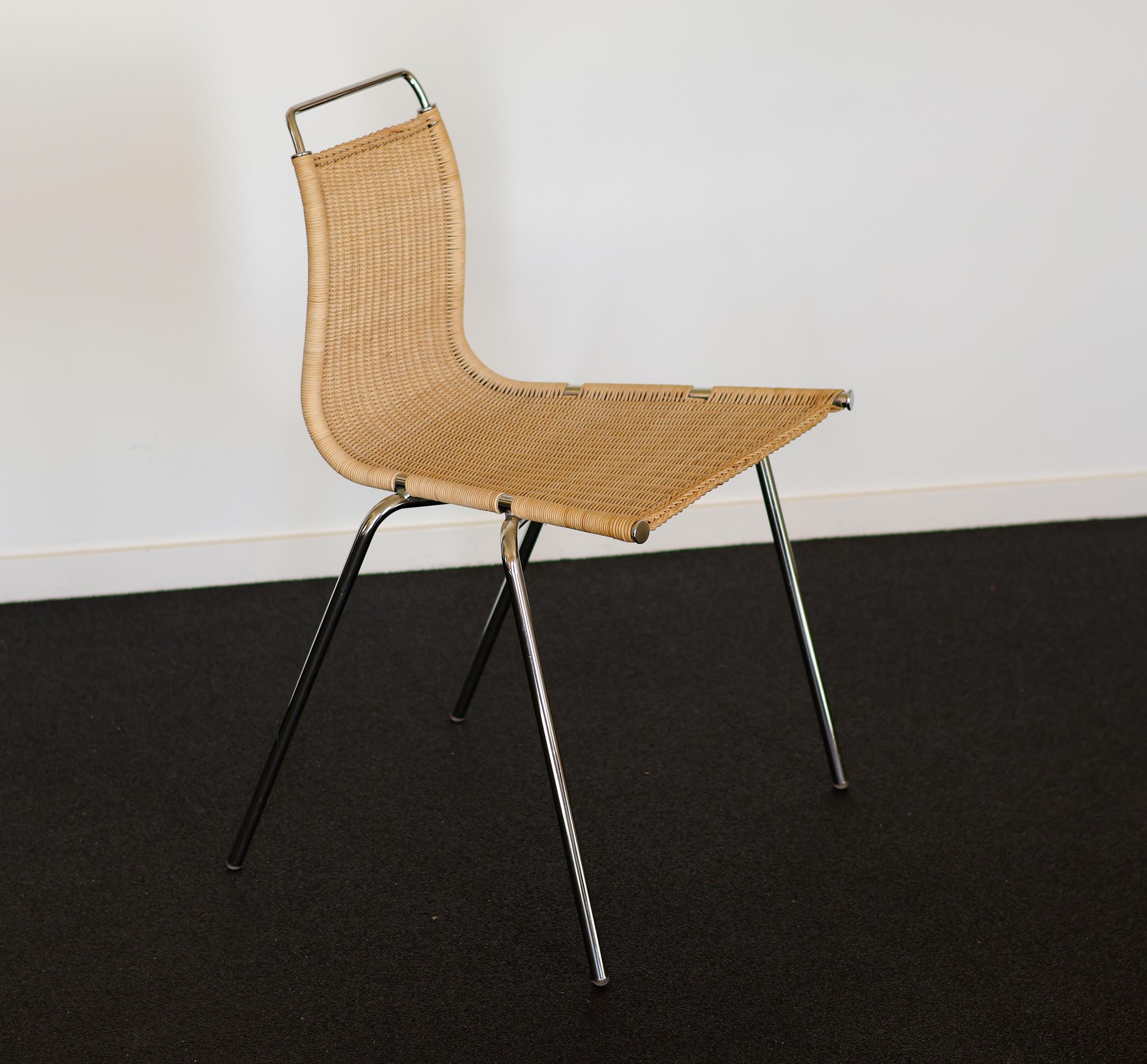 Scandinave moderne Ensemble de quatre chaises PK1 de Poul Kjaerholm en cannage par PP Møbler en vente