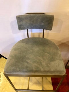 Set of Four Powell And Bonnell 'Alto' Suede Bar Stools