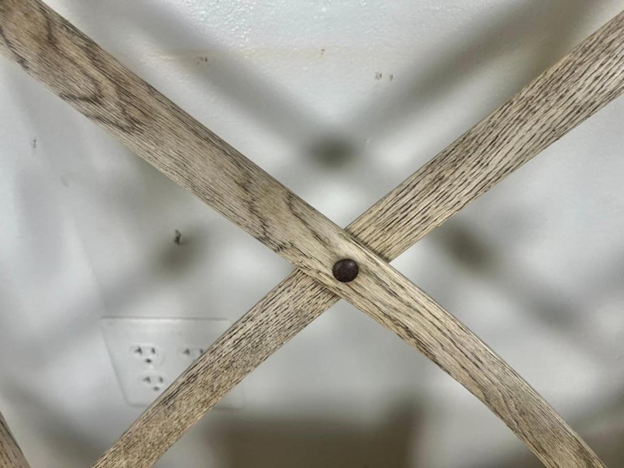 Set of Four Primitive Dining Chairs w/ Linen Seats For Sale 8