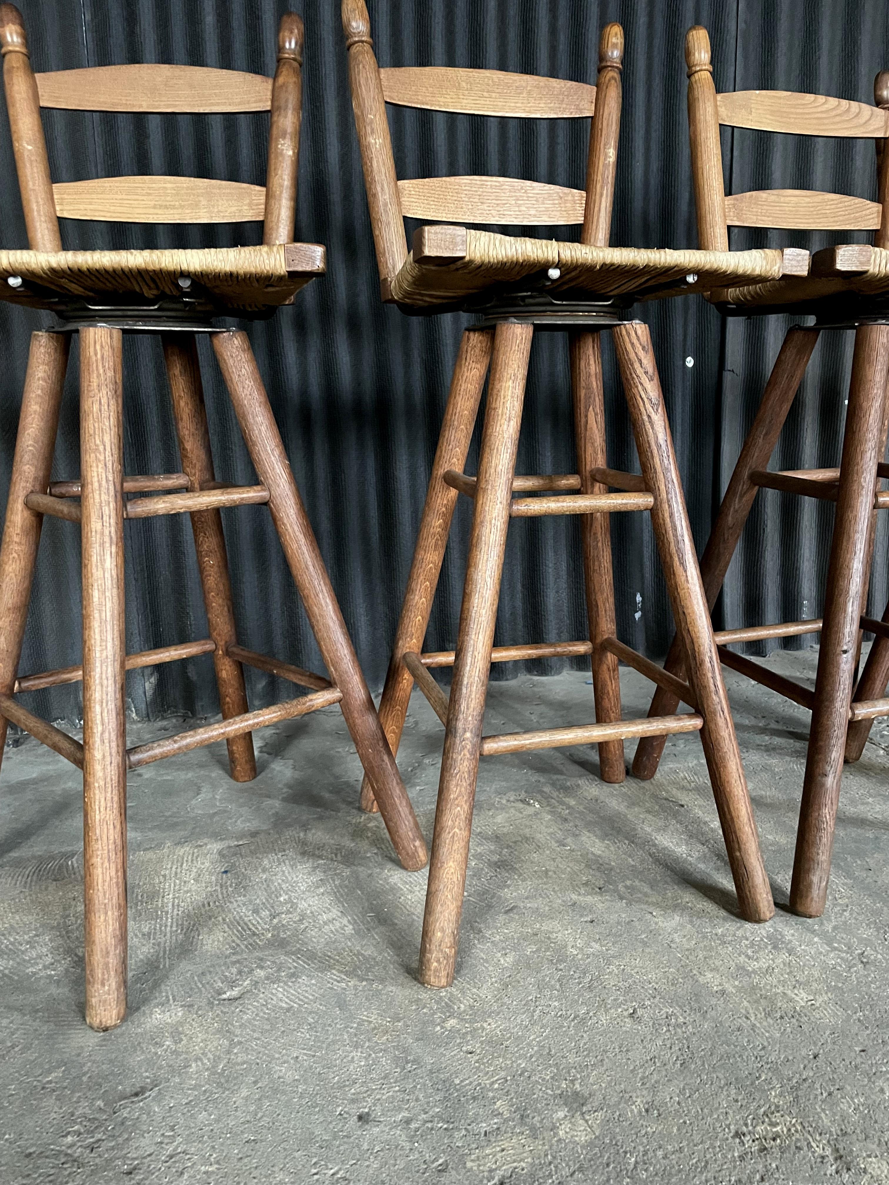 Set of Four Primitive Rustic Stools For Sale 3