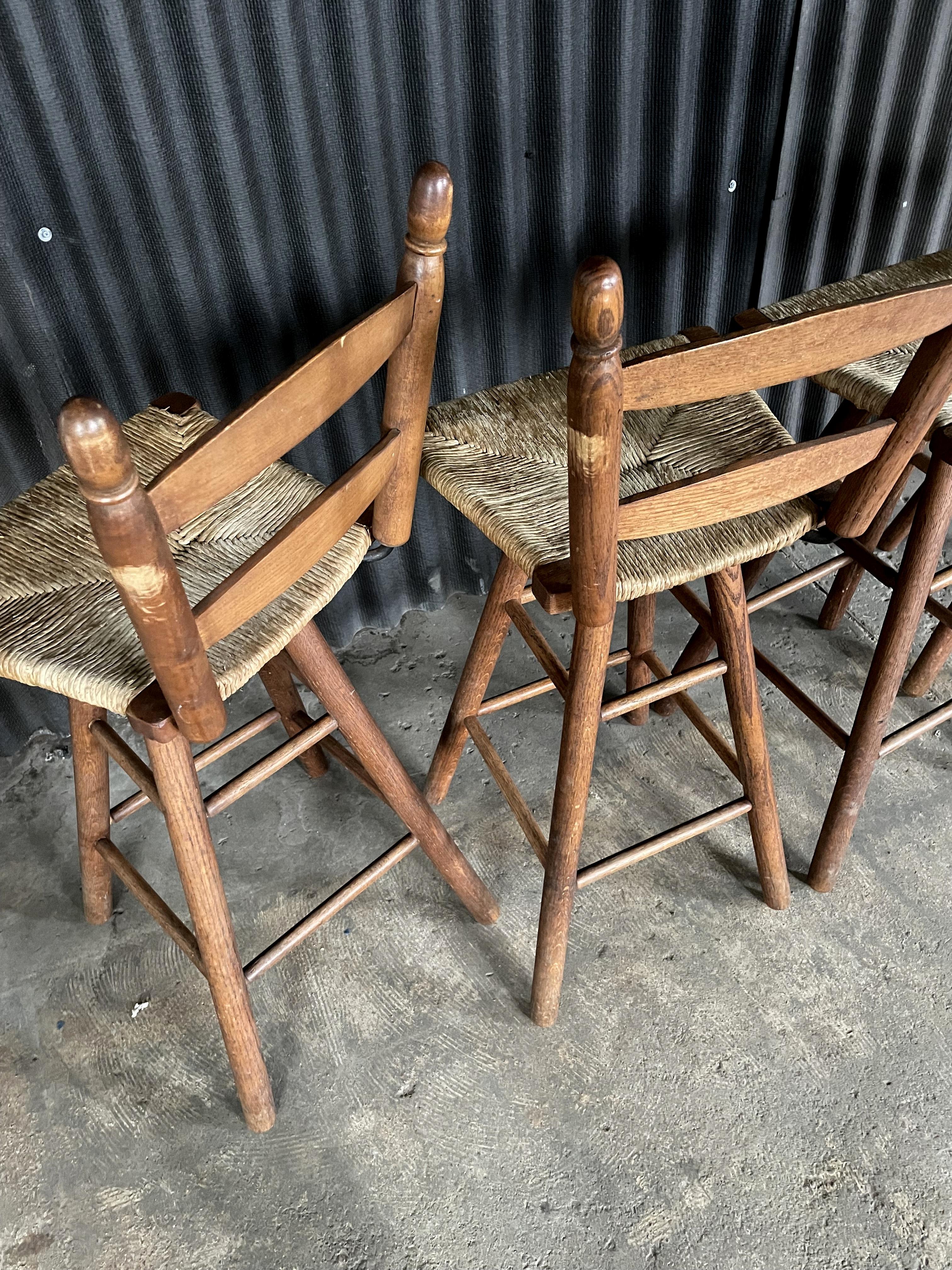 Set of Four Primitive Rustic Stools For Sale 5