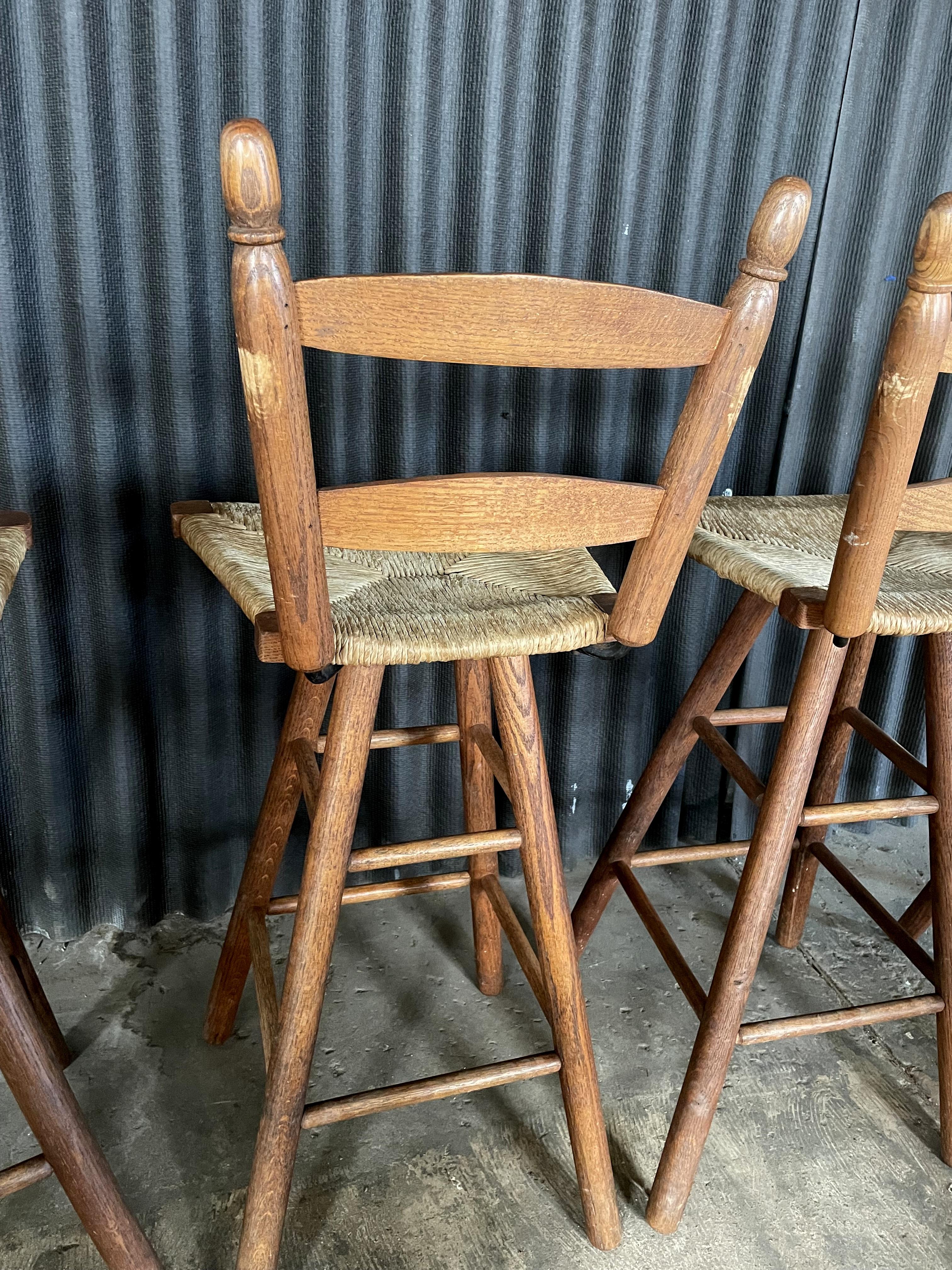 Set of Four Primitive Rustic Stools For Sale 6