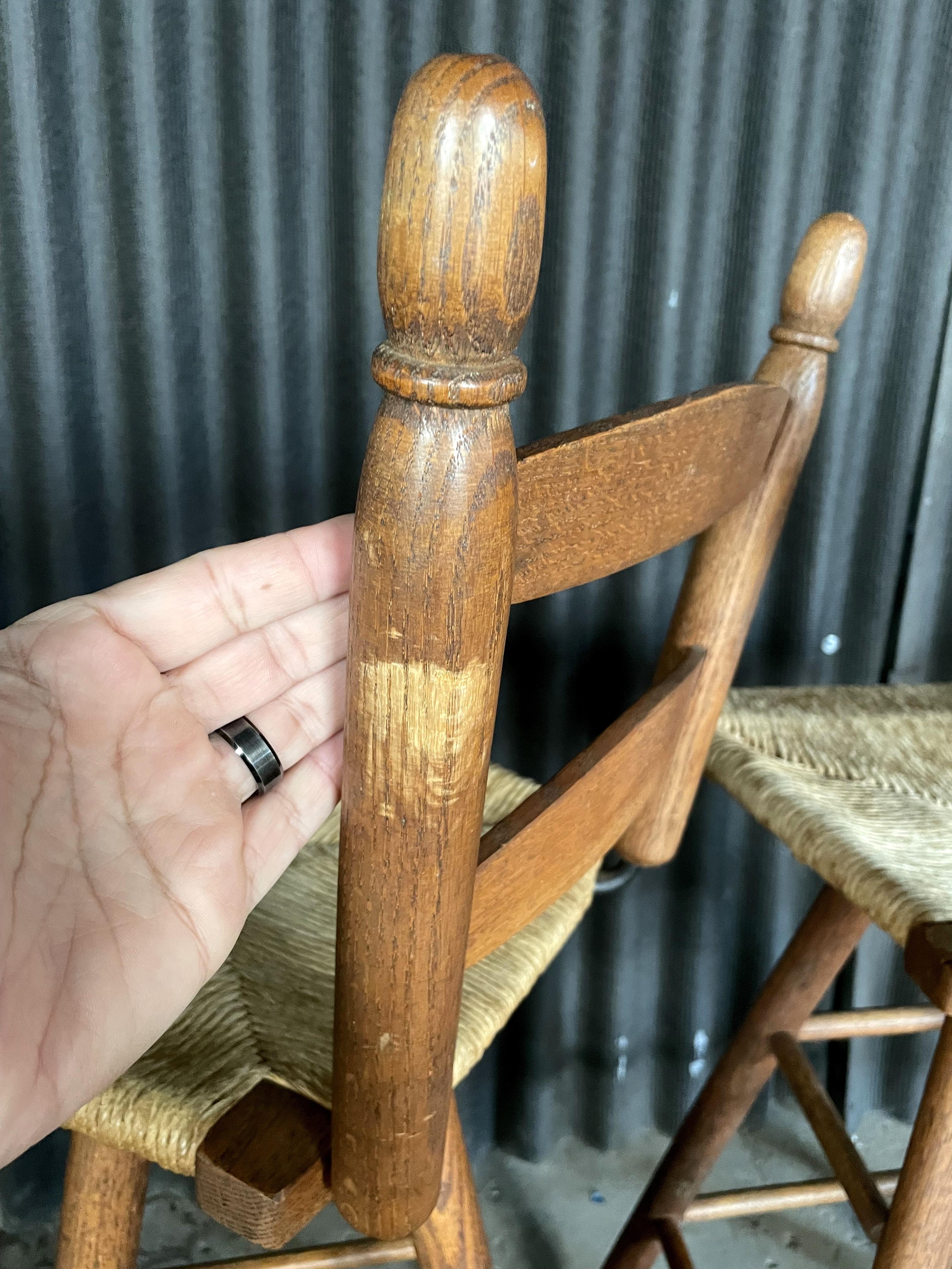 Set of Four Primitive Rustic Stools For Sale 7