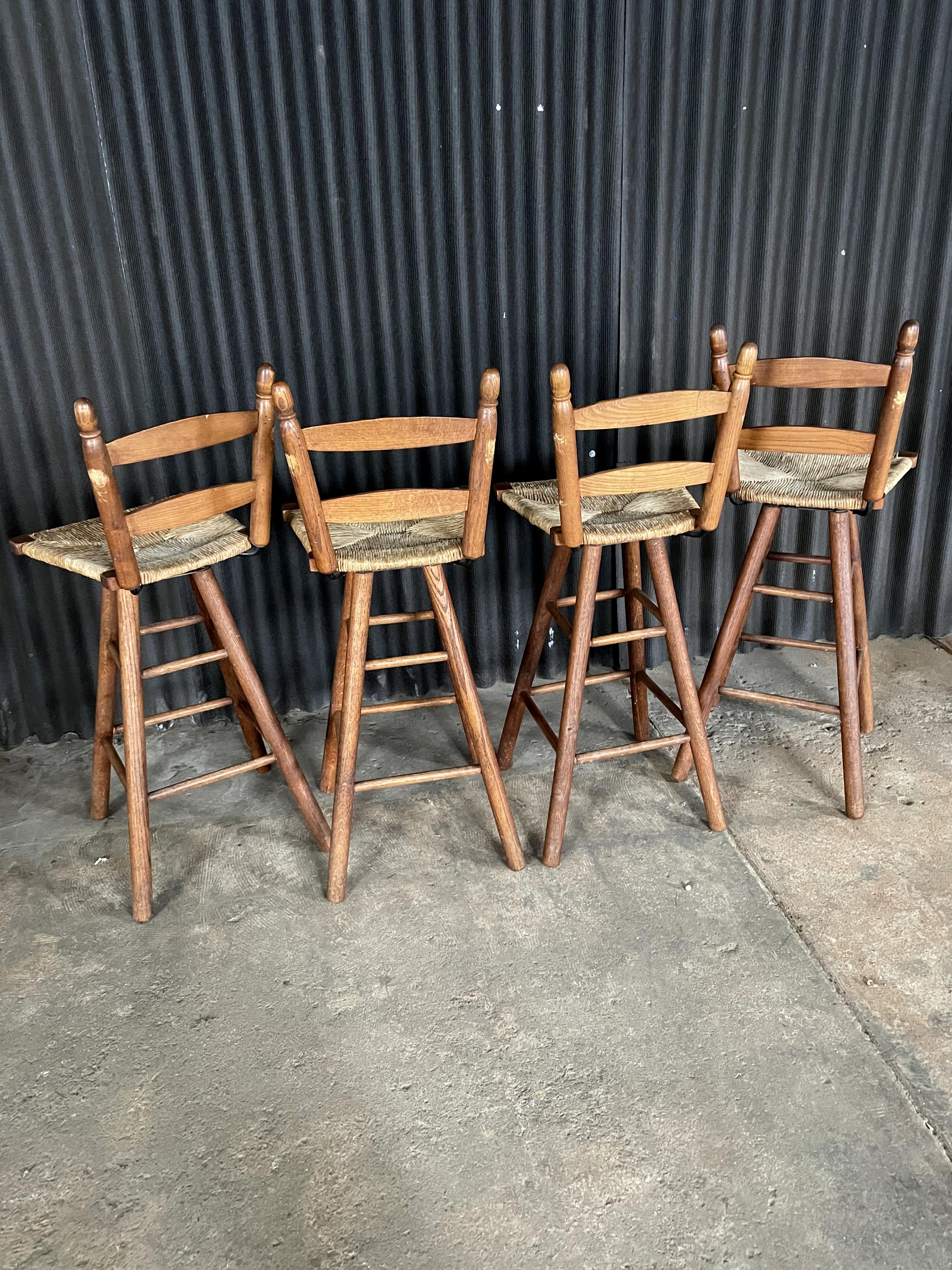 American Set of Four Primitive Rustic Stools For Sale