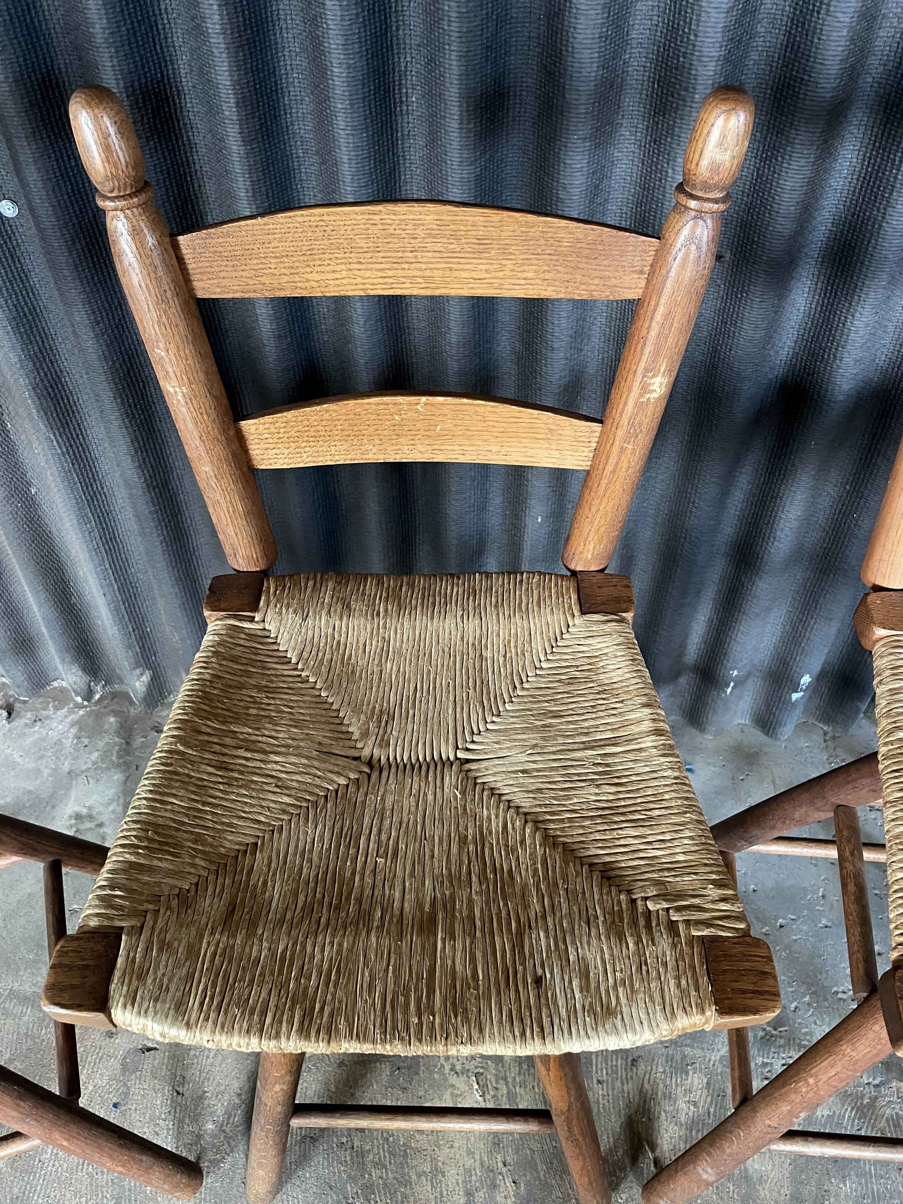 Wood Set of Four Primitive Rustic Stools For Sale