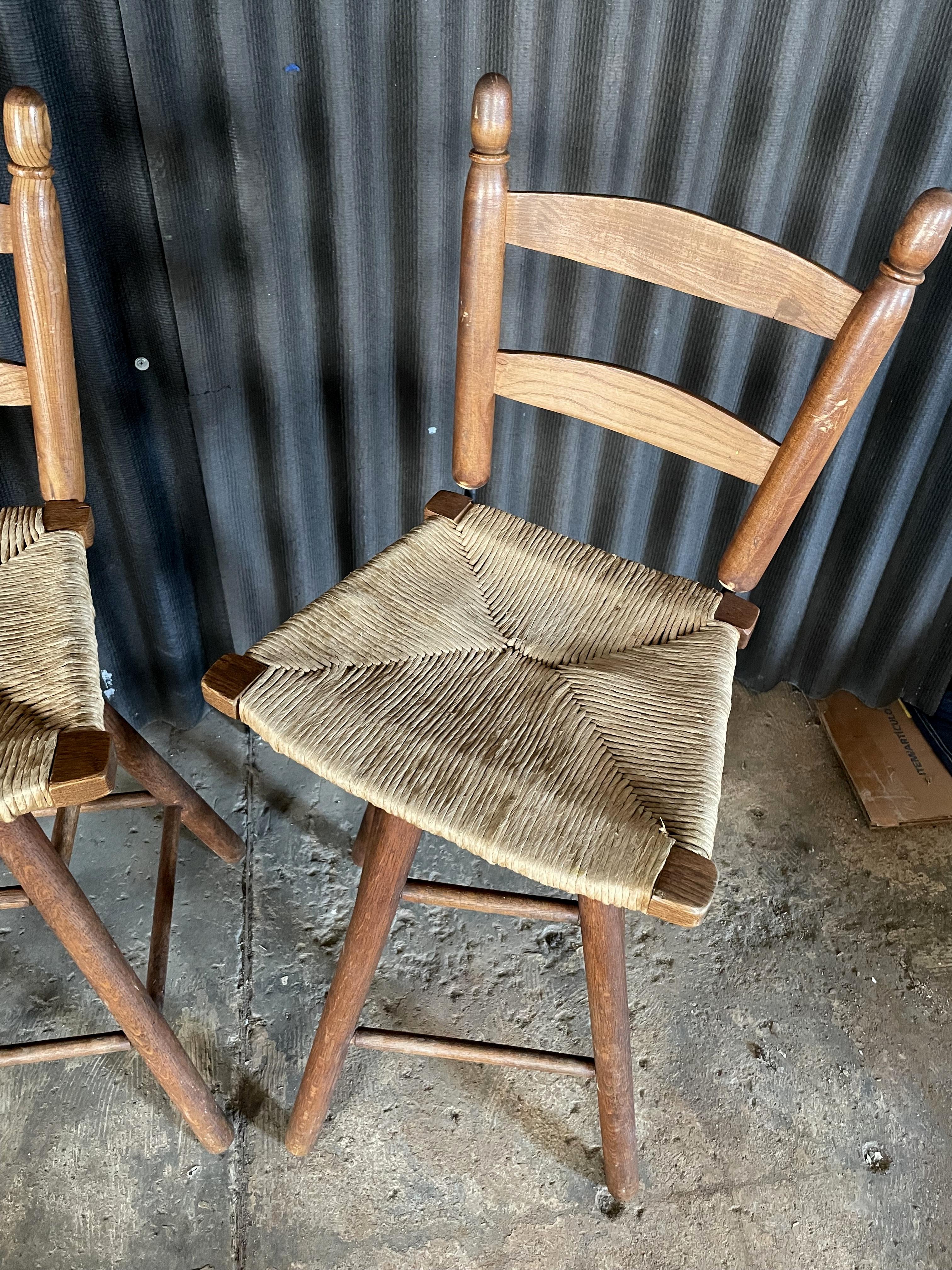 Set of Four Primitive Rustic Stools For Sale 1