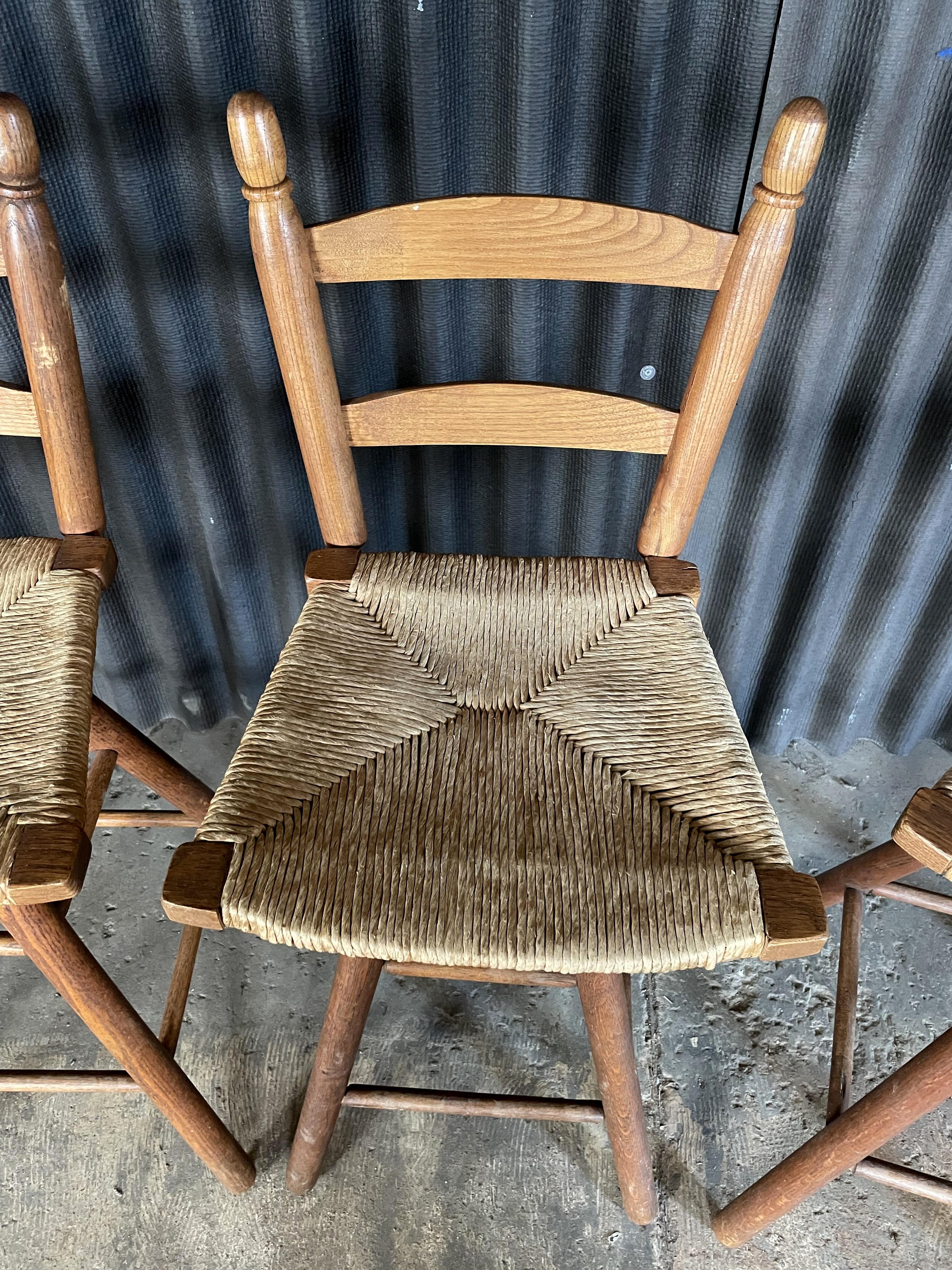 Set of Four Primitive Rustic Stools For Sale 2