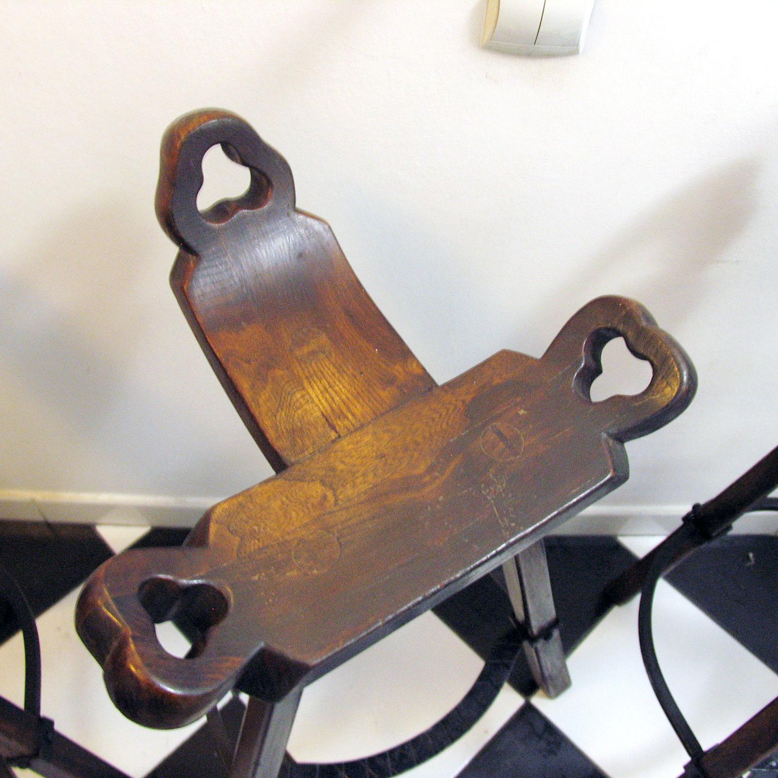 Set of Four Primitive Tripod Bar Stools 5