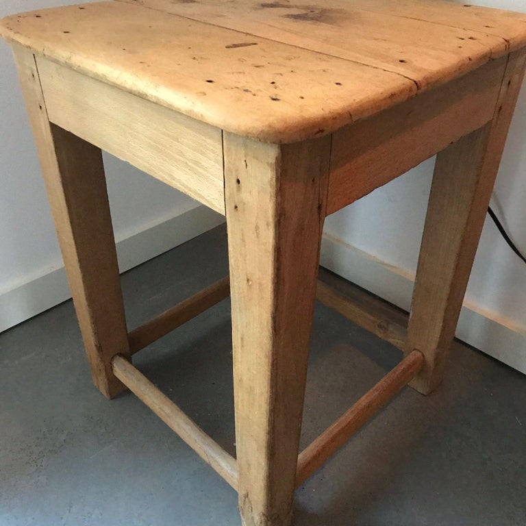 Set Of Four Primitive Wood And Metal Industrial Chairs