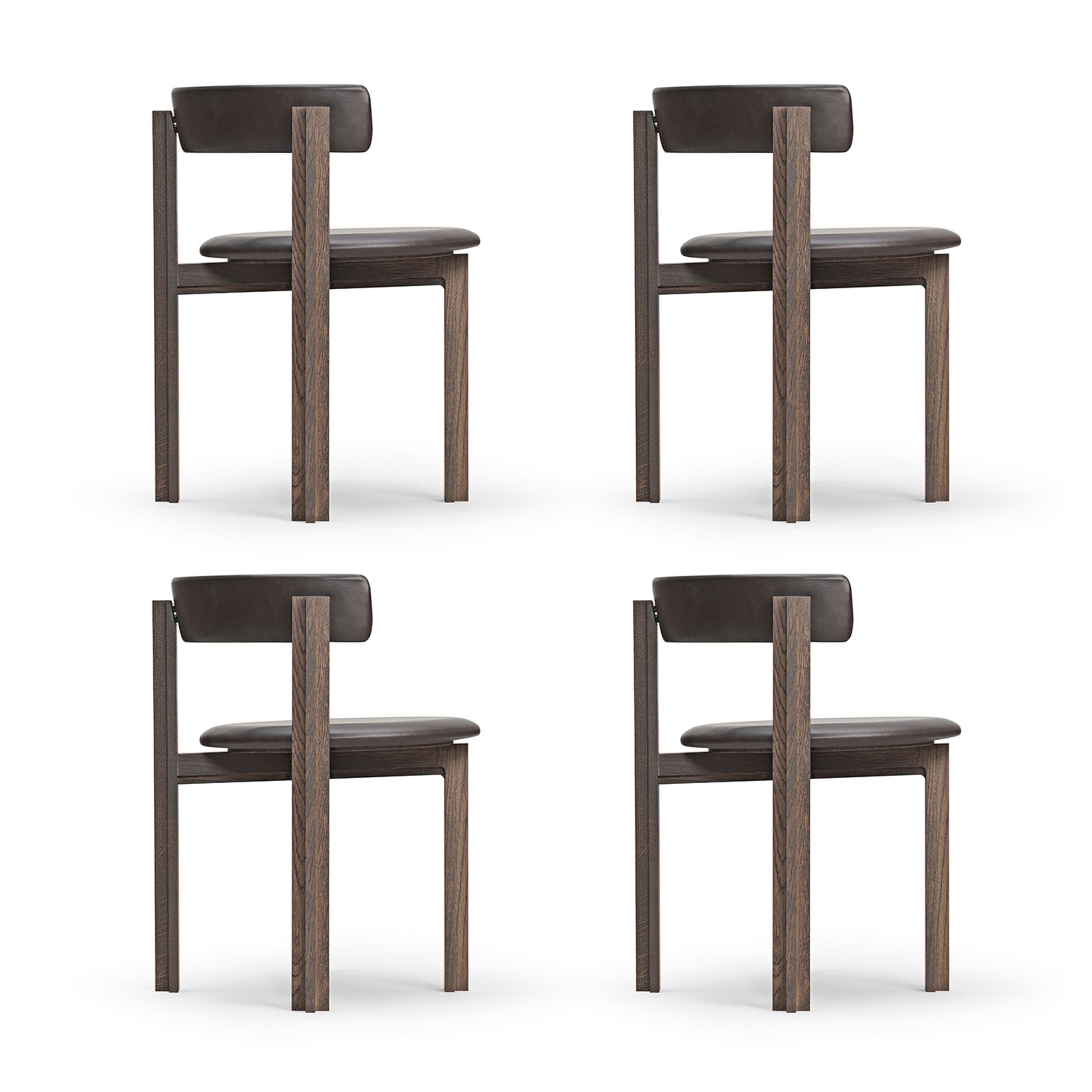 Set of Four Principal Dining Wood Chairs Designed by Bodil Kjær For Sale 3