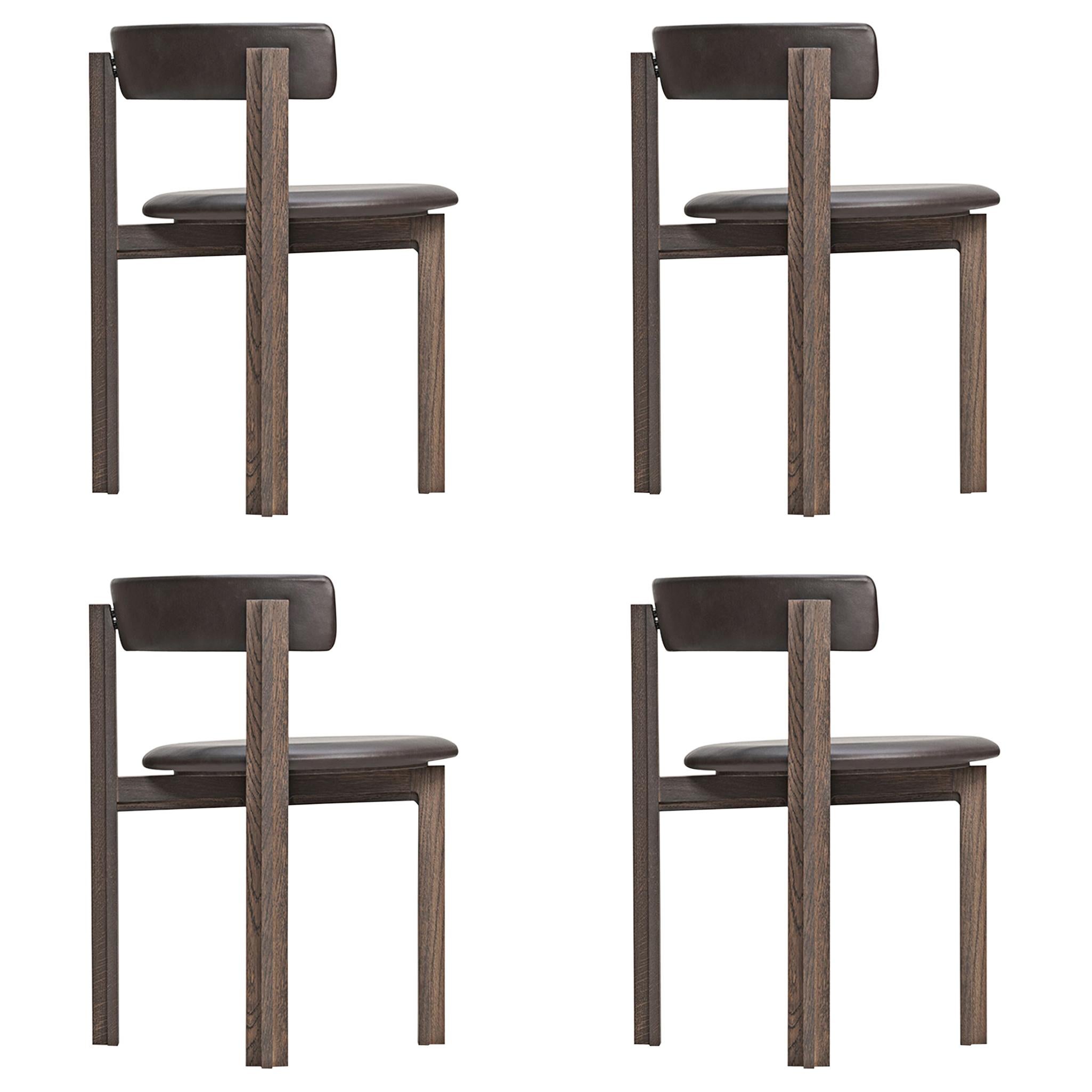 Satz von vier Principal Dining Holzstühlen entworfen von Bodil Kjær