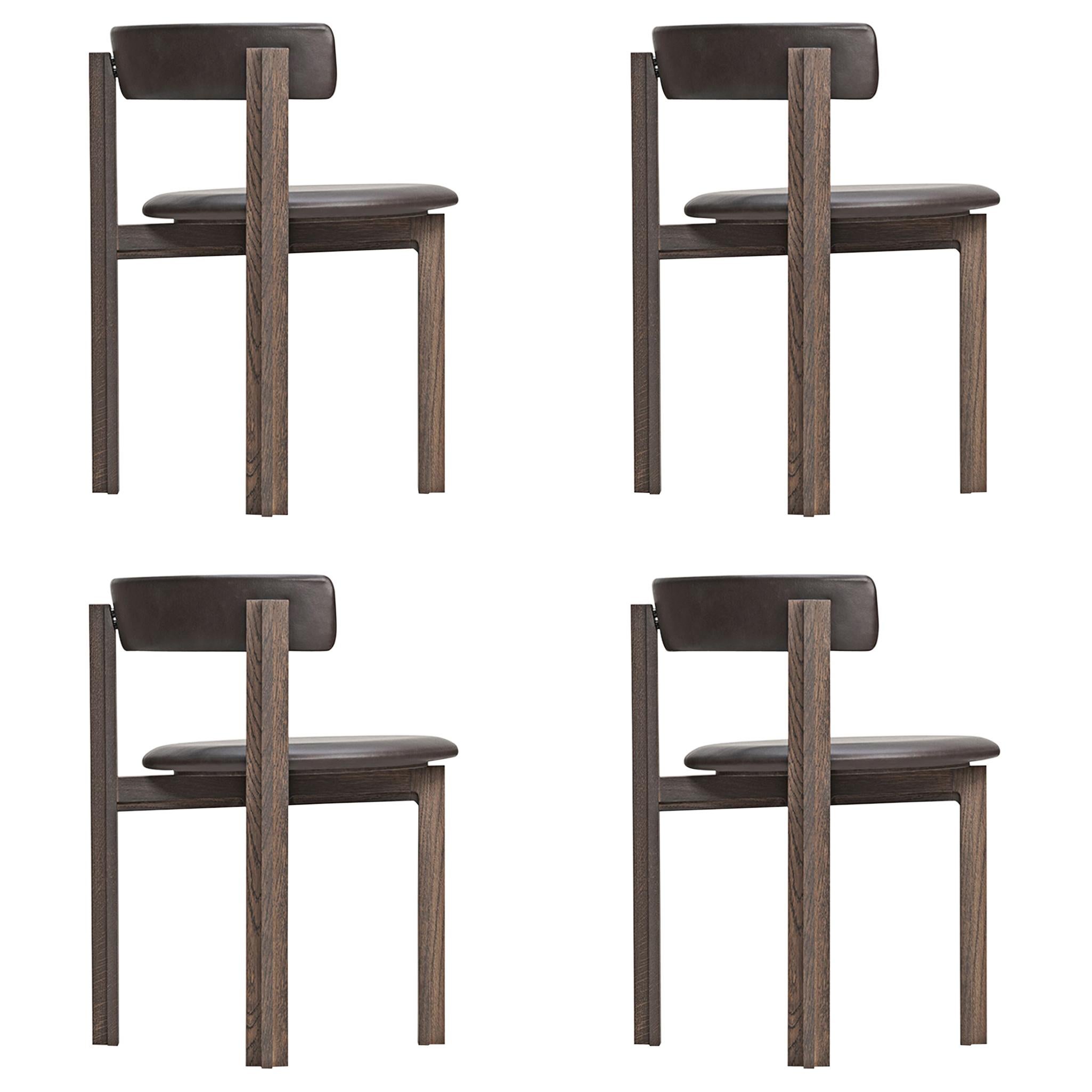 Set of Four Principal Dining Wood Chairs Designed by Bodil Kjær