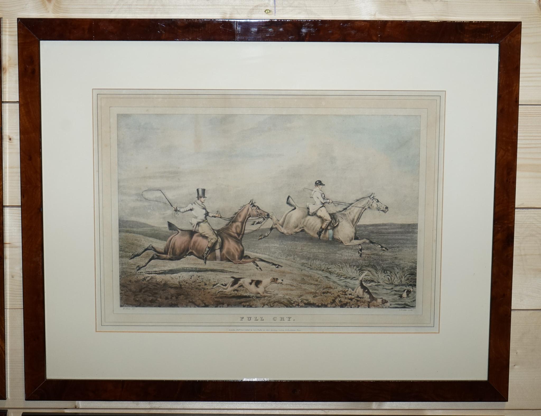 Fait main Ensemble de FOUR PRINTS BURR WALNUT FRAMES À LA MANNER DE HENRY THOMAS ALKEN en vente