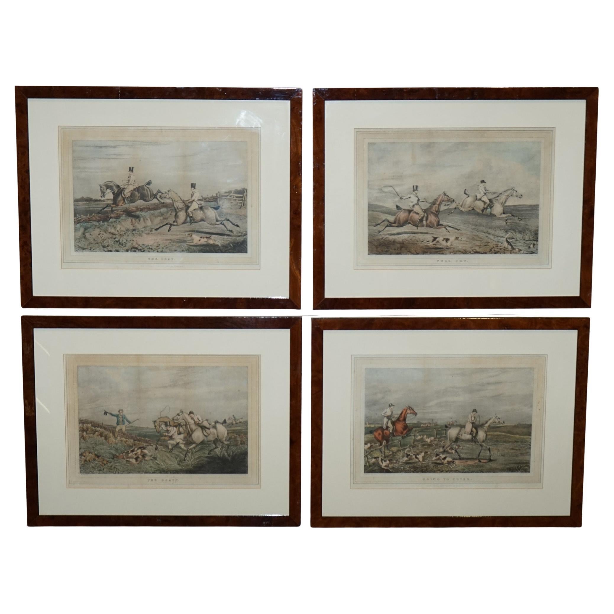 Ensemble de FOUR PRINTS BURR WALNUT FRAMES À LA MANNER DE HENRY THOMAS ALKEN en vente