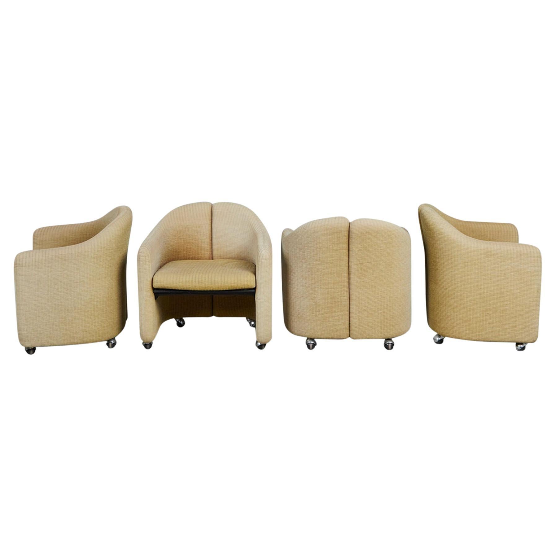 Set of 4 Ps142 Lounge Chairs by Eugenio Gerli for Tecno