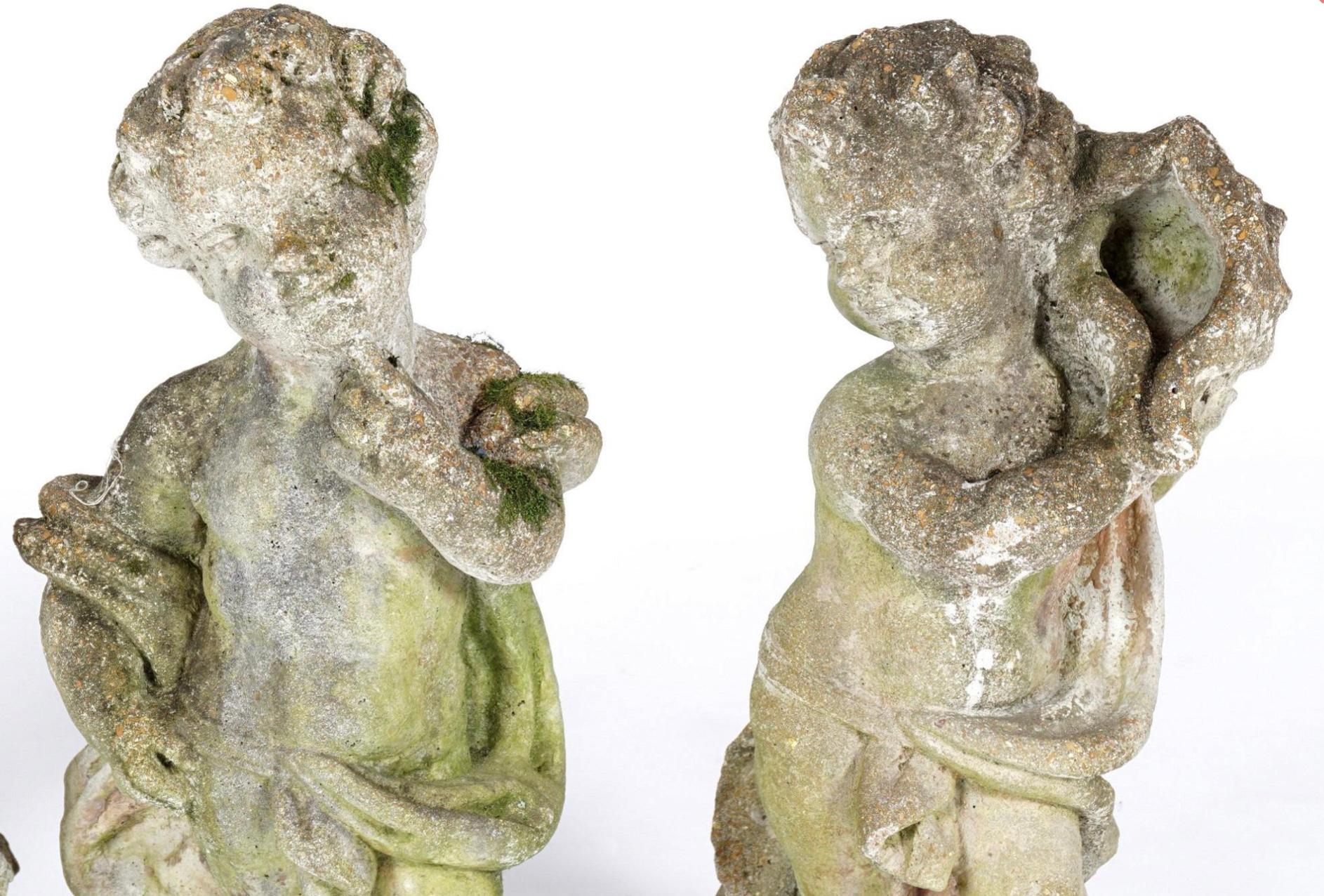 French Set of Four Putti Garden Statues
