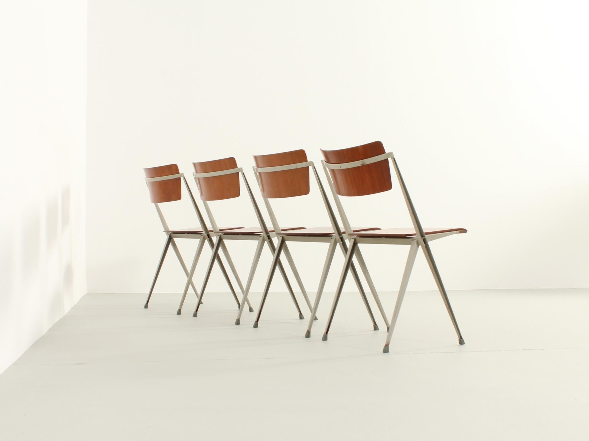 Set of Four Pyramide Chairs by Wim Rietveld for De Cirkel, 1965 5
