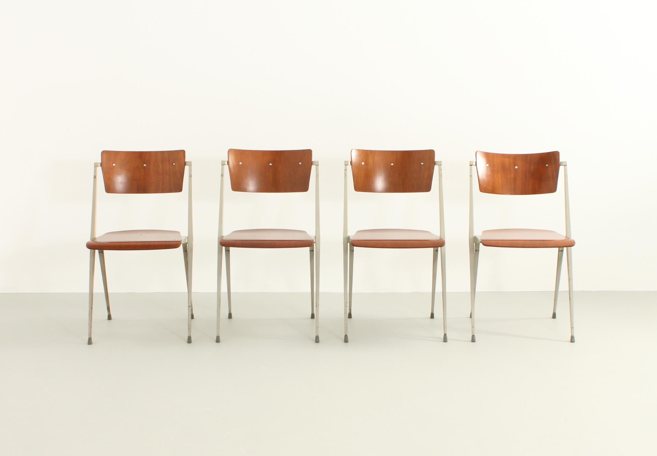 Mid-Century Modern Set of Four Pyramide Chairs by Wim Rietveld for De Cirkel, 1965