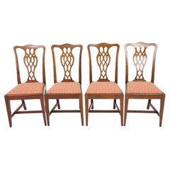 Set of Four Quality Chippendale Style Walnut Dining Chairs, Scotland 1920, H759