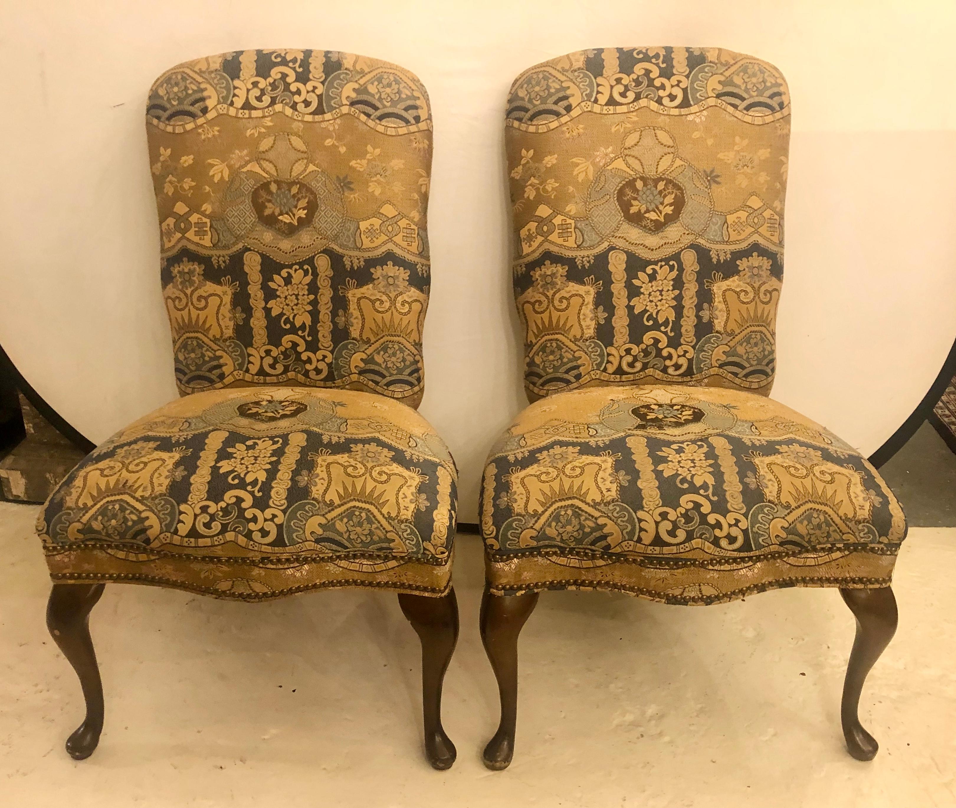 Set of Four Queen Anne High Back Dining Chairs In Good Condition In Stamford, CT
