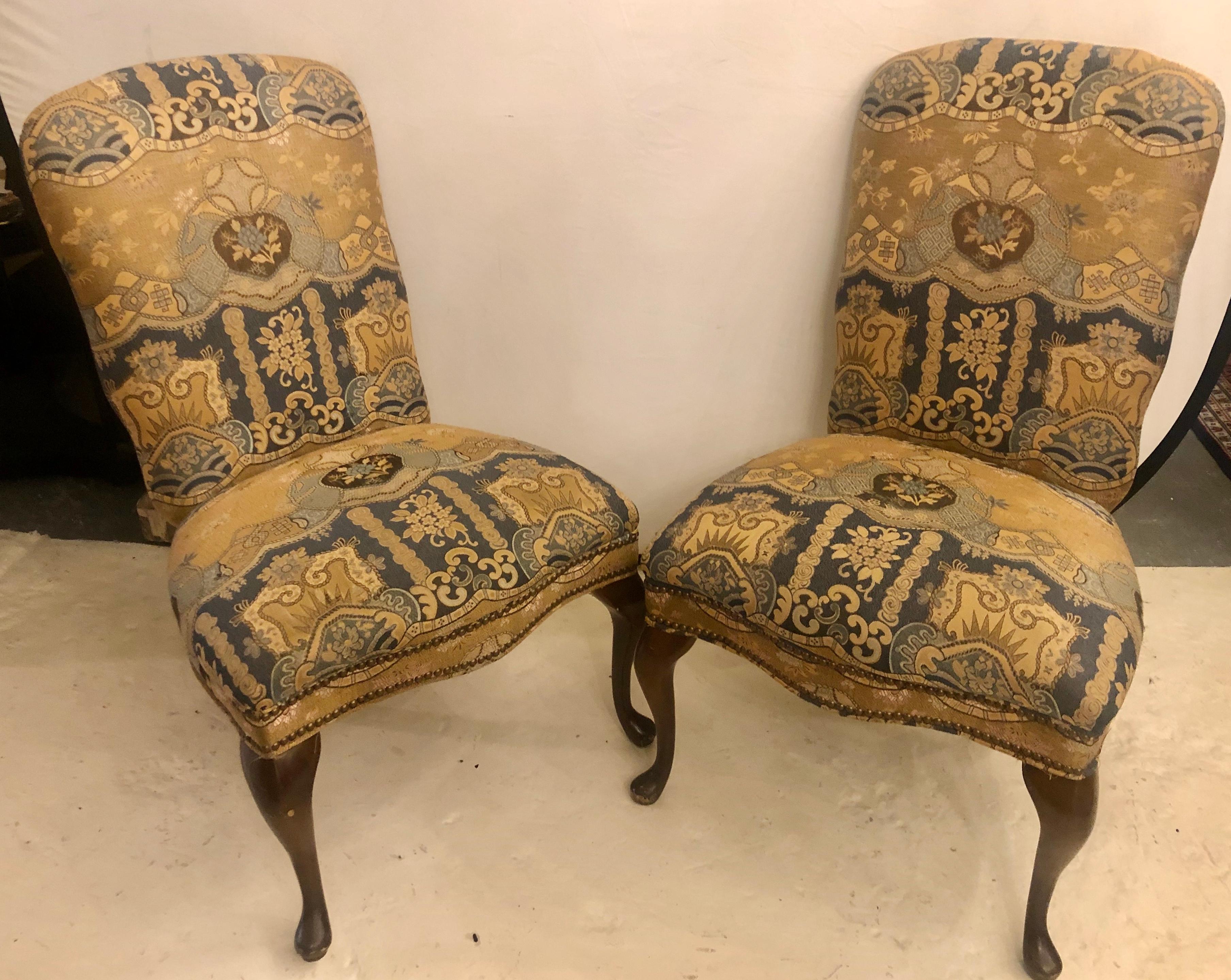 20th Century Set of Four Queen Anne High Back Dining Chairs