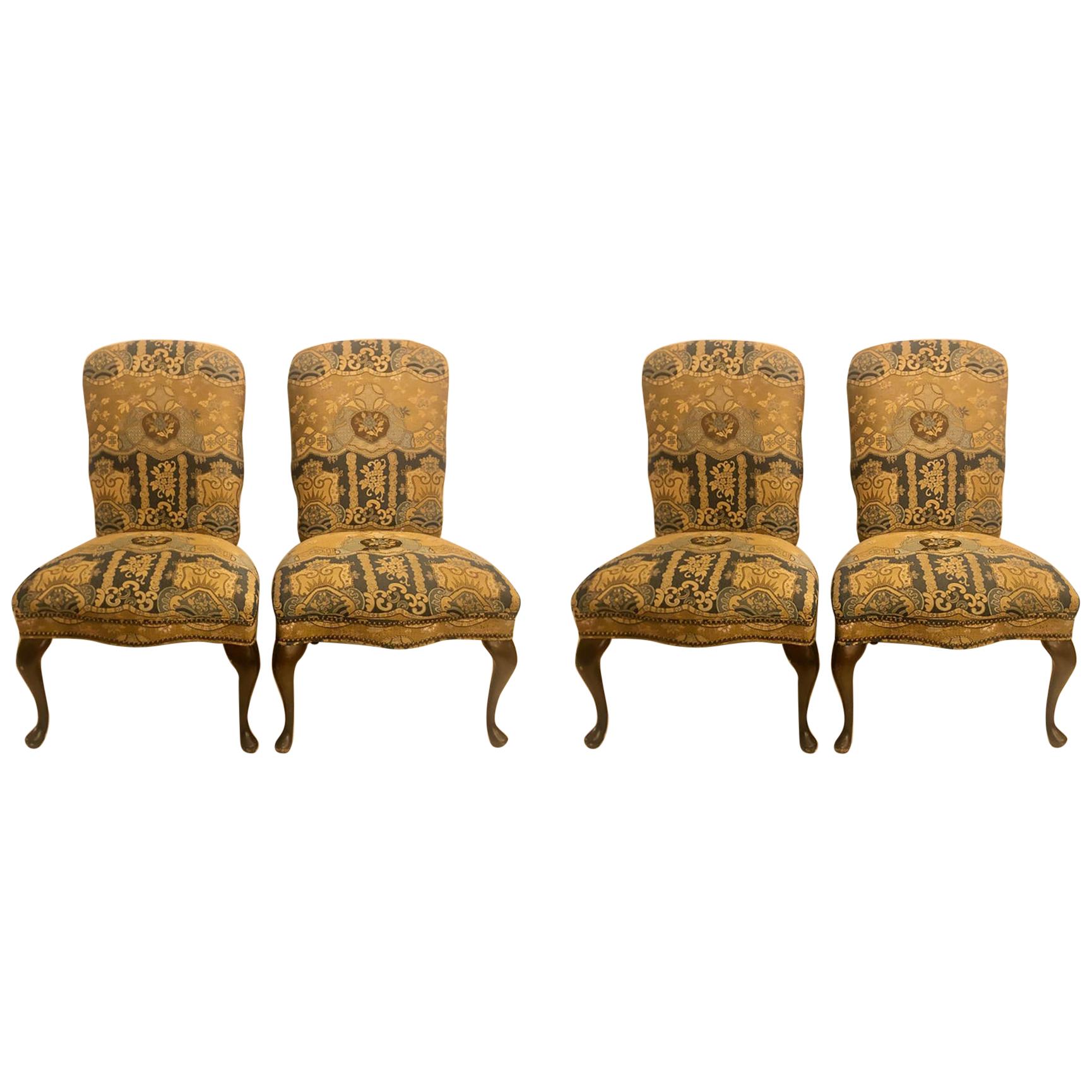 Set of Four Queen Anne High Back Dining Chairs