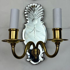 Set of Four Queen Anne Style Mirror Back Sconces, Attributed to E F Caldwell