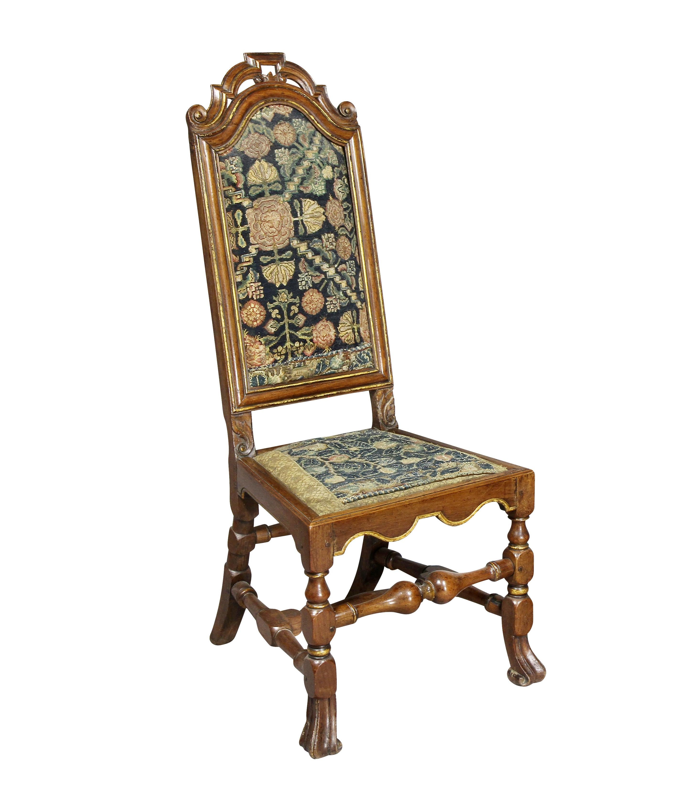 Each with a shaped, carved and pierced crest rail over period needlepoint seats and backs raised on block and turned legs and Spanish feet.
Provenance, Lucy Johnson antiques, London. Purchase price 14,000.