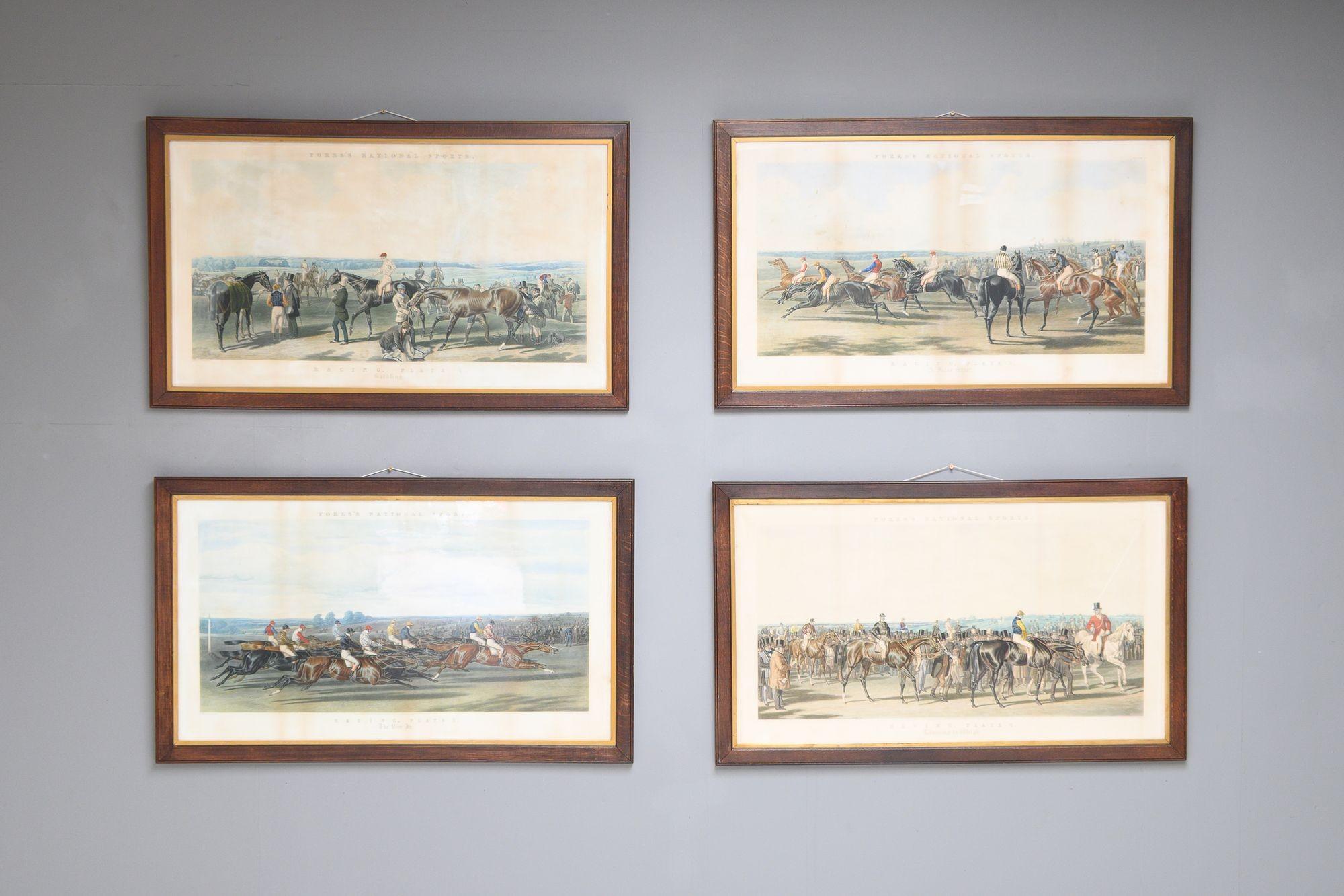 Set of four oak framed Fores National Sports racing prints ( Some foxing ).
Circa 1850.
H 78cm x W 129cm x D 4cm
Please be in touch for an accurate shipping quote.