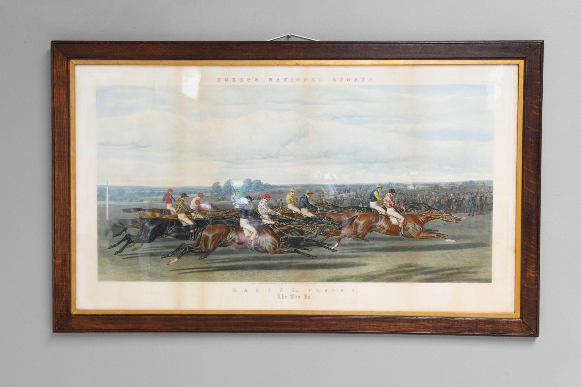 Oak Set of Four Racing Prints For Sale